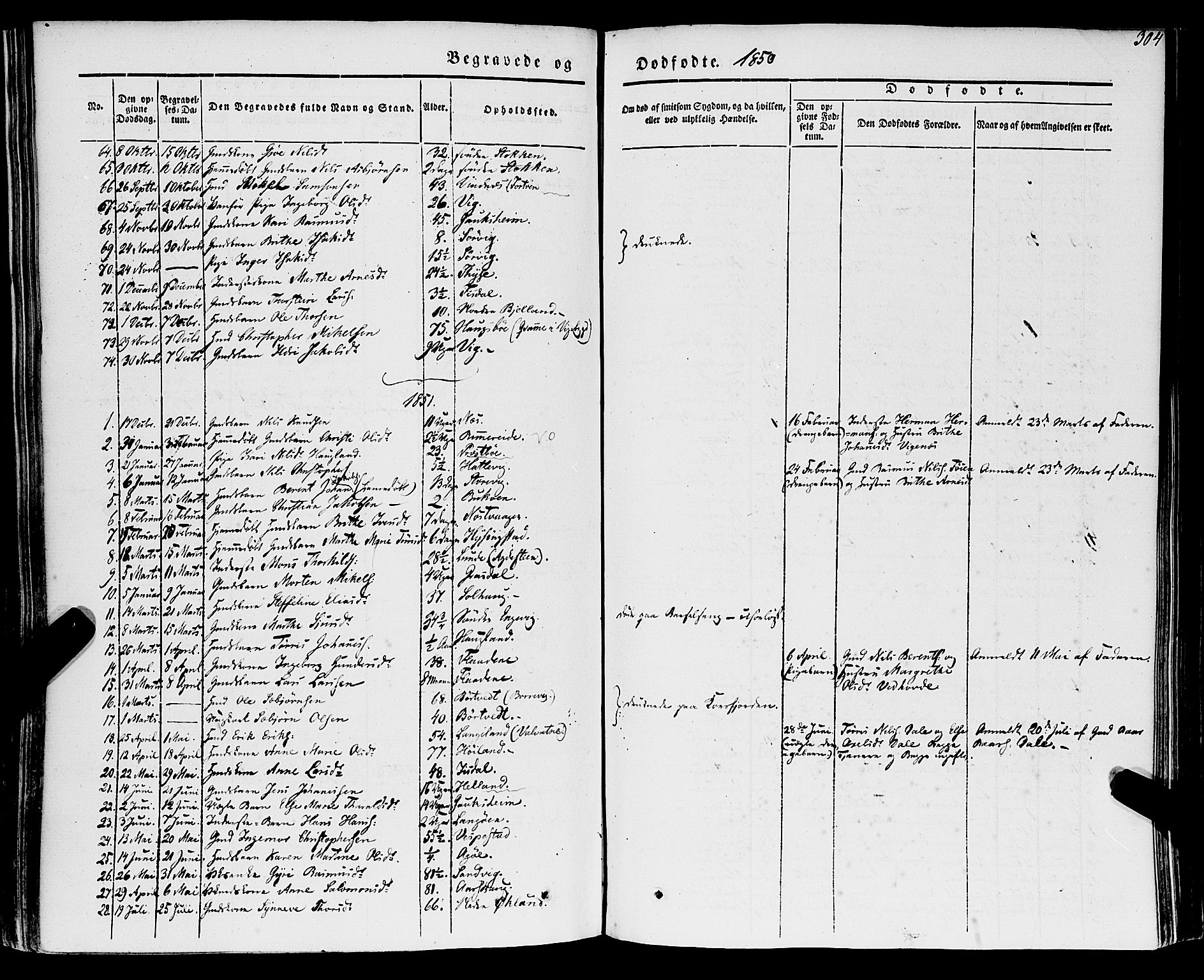 Stord sokneprestembete, SAB/A-78201/H/Haa: Parish register (official) no. A 7, 1841-1861, p. 304