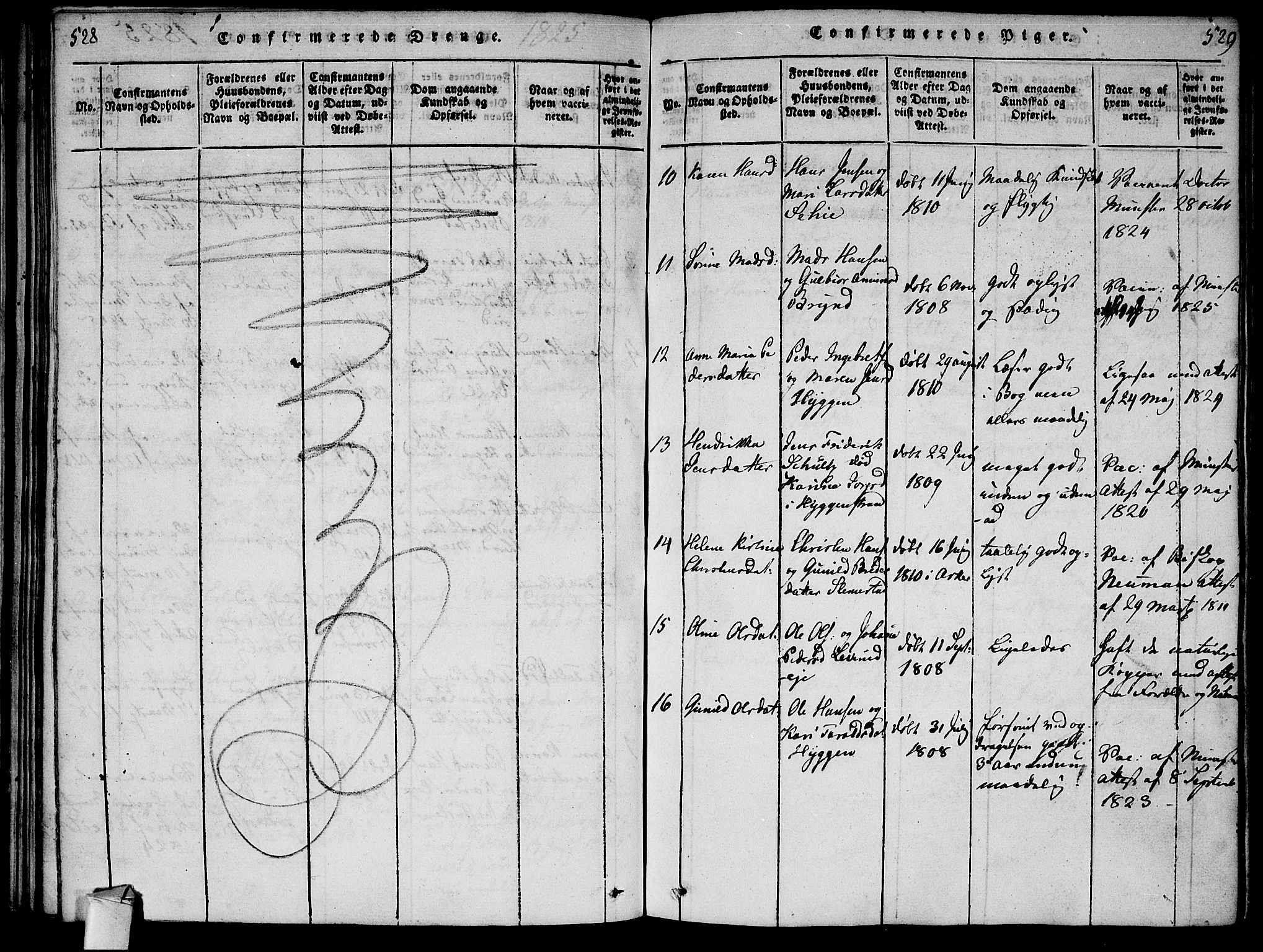 Røyken kirkebøker, AV/SAKO-A-241/F/Fa/L0004: Parish register (official) no. 4, 1814-1832, p. 528-529