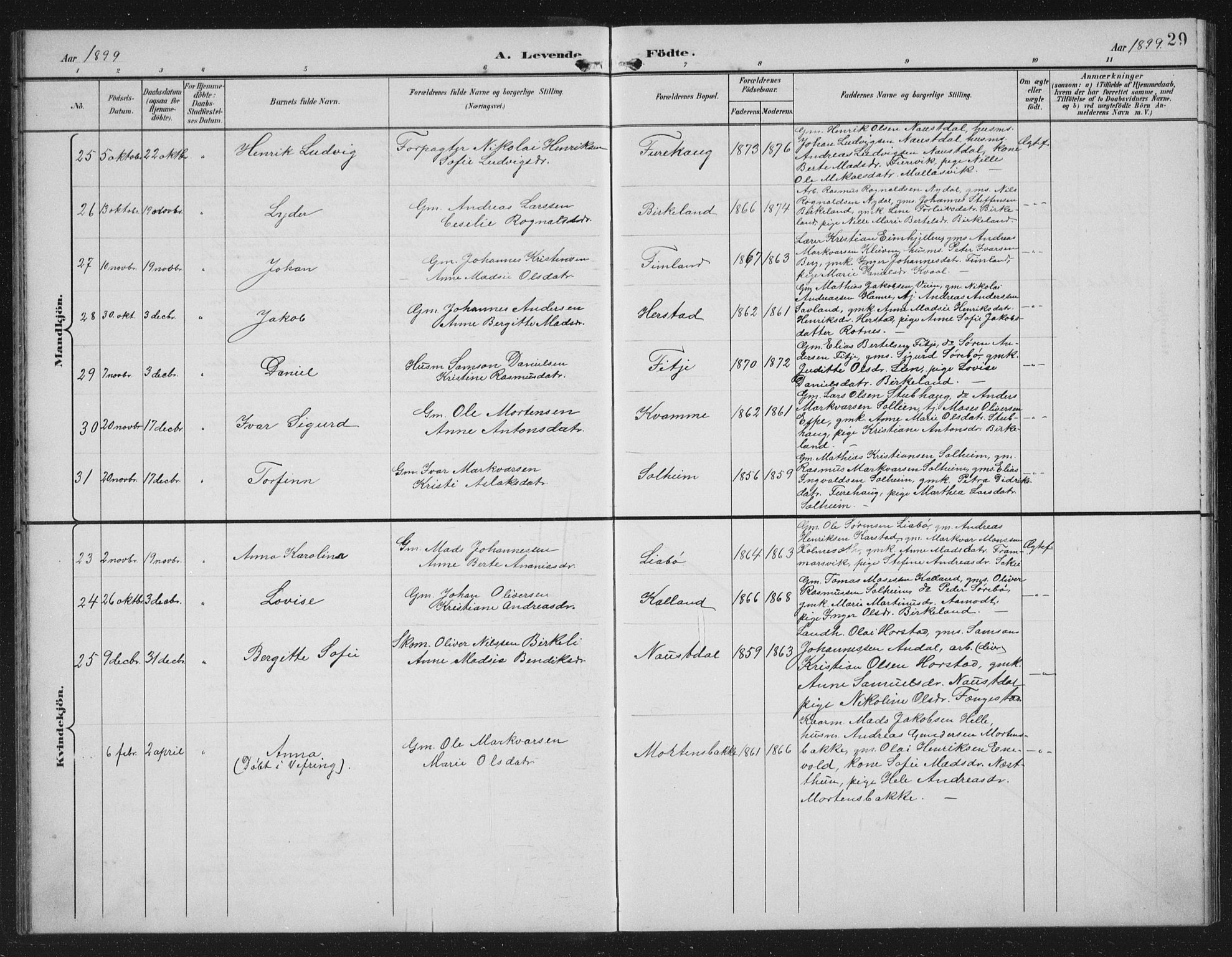 Førde sokneprestembete, AV/SAB-A-79901/H/Hab/Habd/L0004: Parish register (copy) no. D 4, 1896-1913, p. 29