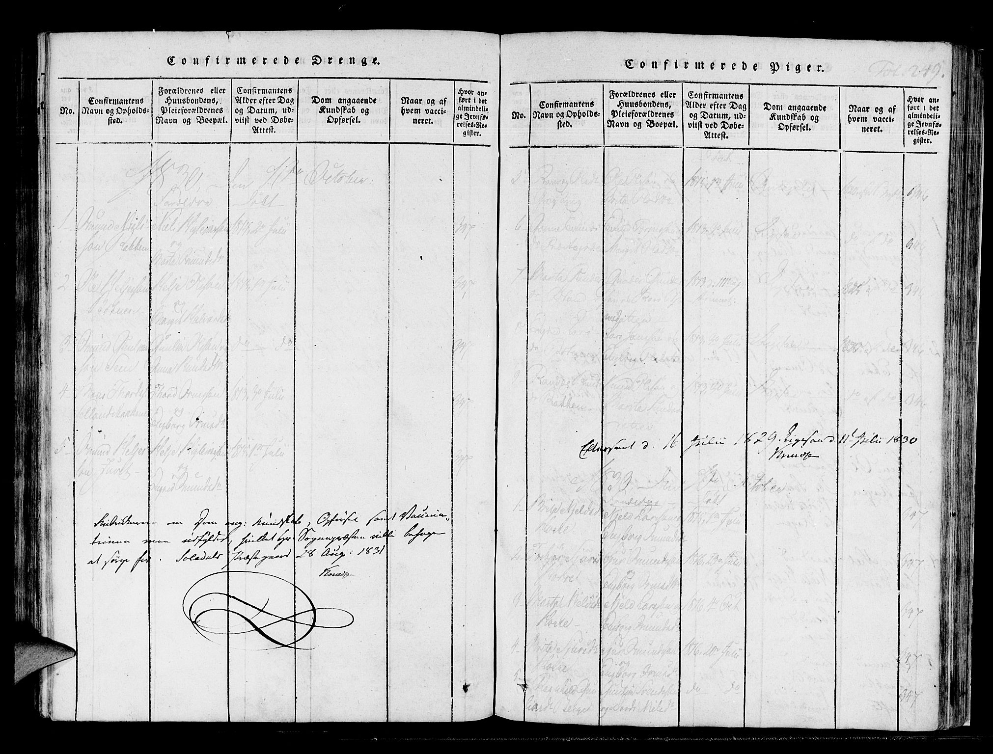 Røldal sokneprestembete, SAB/A-100247: Parish register (official) no. A 2, 1817-1856, p. 249