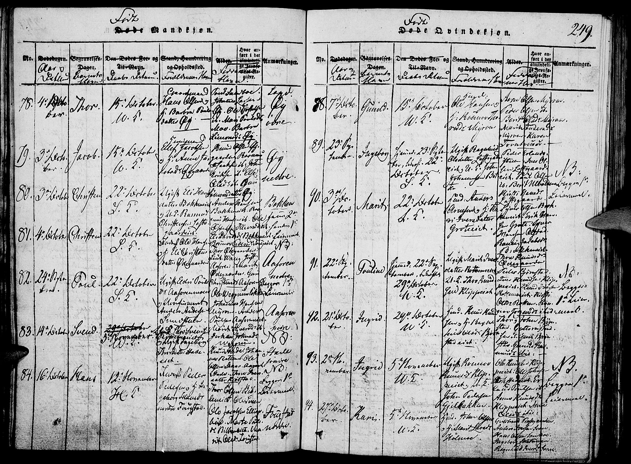 Vågå prestekontor, SAH/PREST-076/H/Ha/Hab/L0001: Parish register (copy) no. 1, 1815-1827, p. 248-249