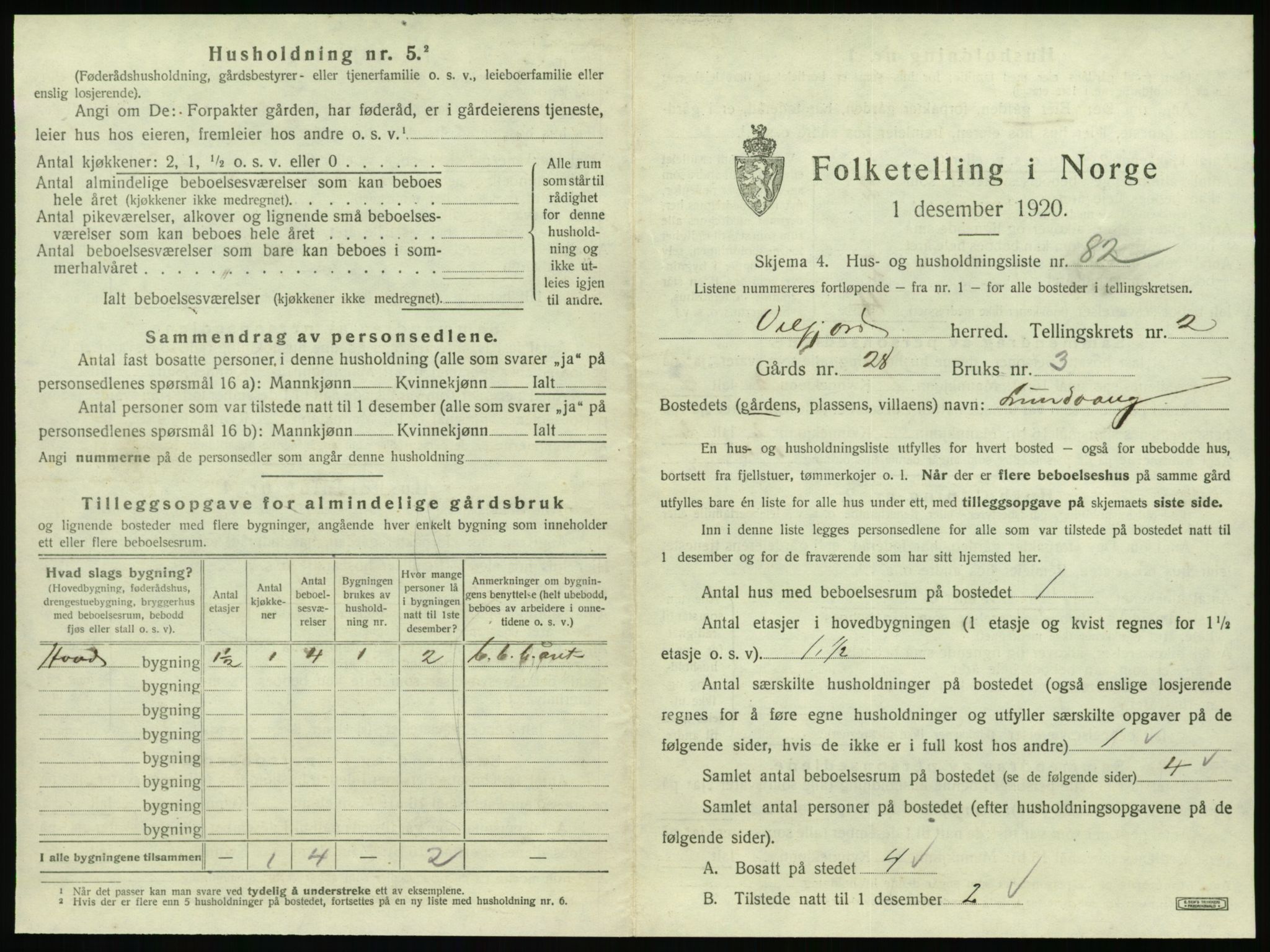 SAT, 1920 census for Velfjord, 1920, p. 317