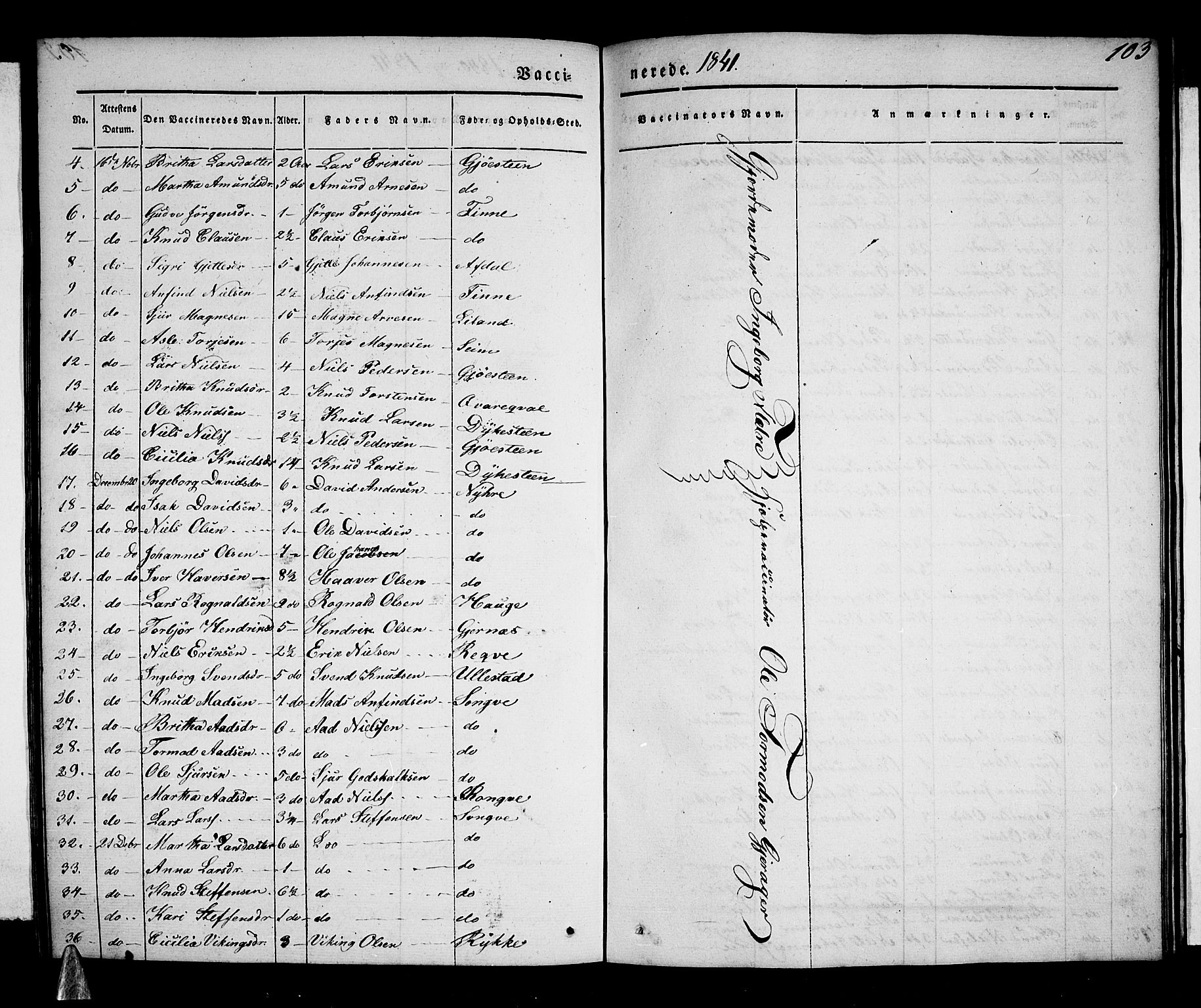 Voss sokneprestembete, AV/SAB-A-79001/H/Haa: Parish register (official) no. A 14, 1837-1847, p. 103