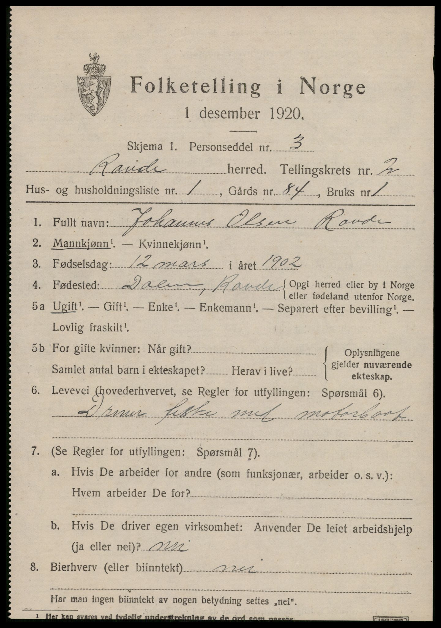 SAT, 1920 census for Rovde, 1920, p. 573