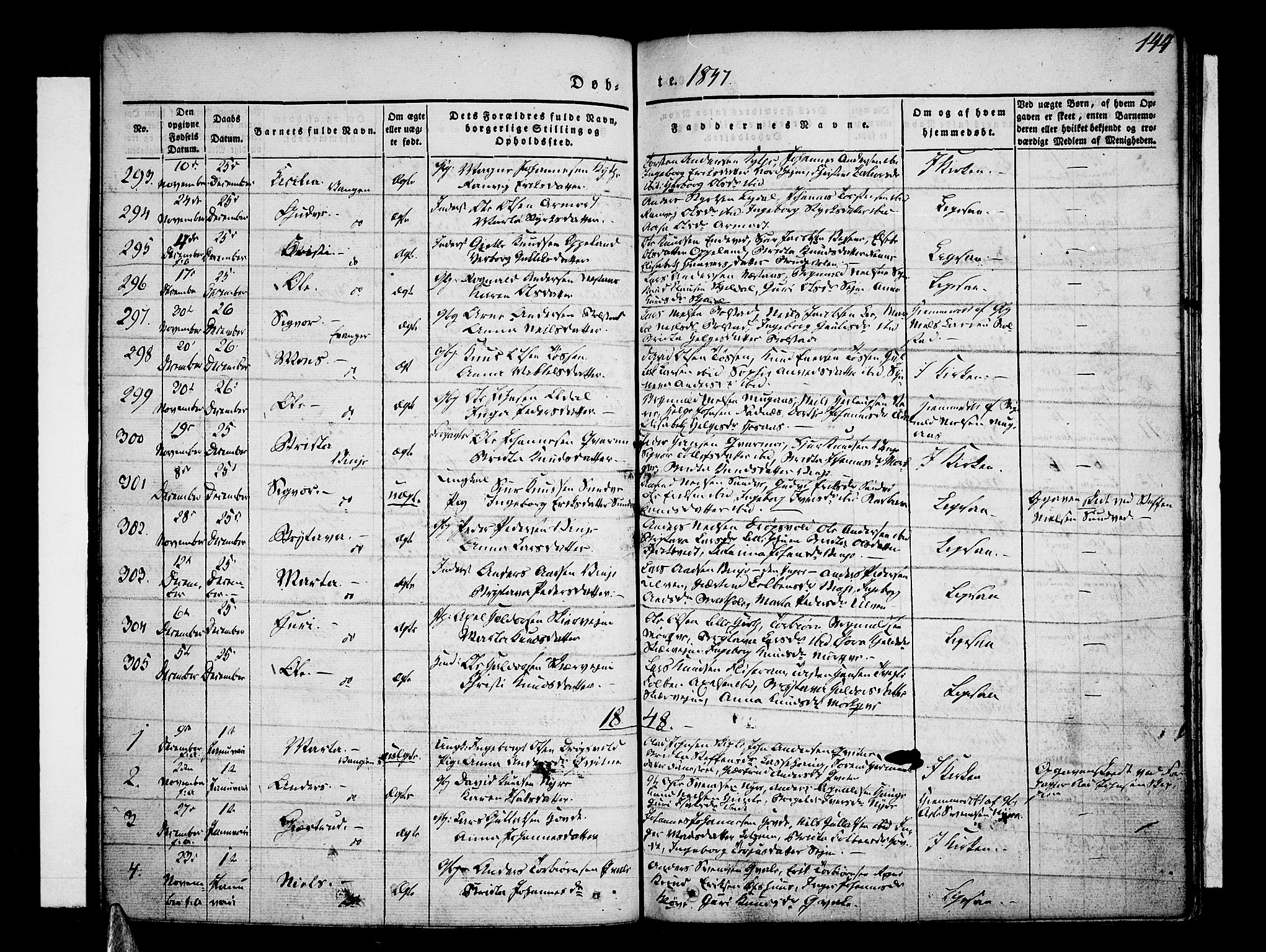 Voss sokneprestembete, SAB/A-79001/H/Haa: Parish register (official) no. A 13, 1836-1851, p. 144
