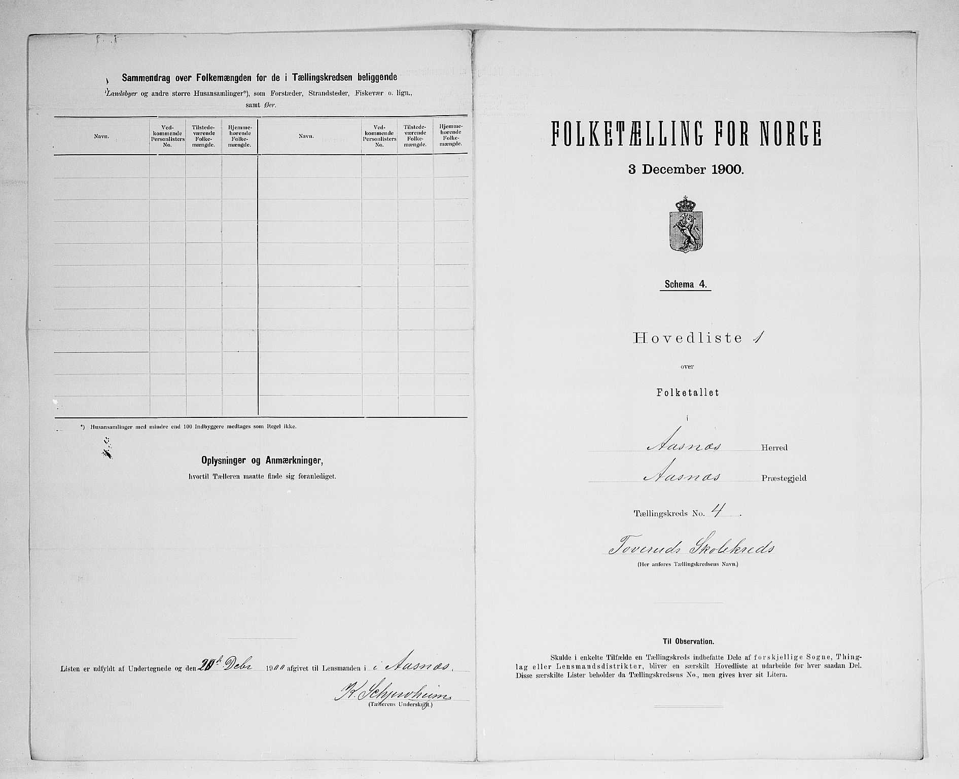 SAH, 1900 census for Åsnes, 1900, p. 28