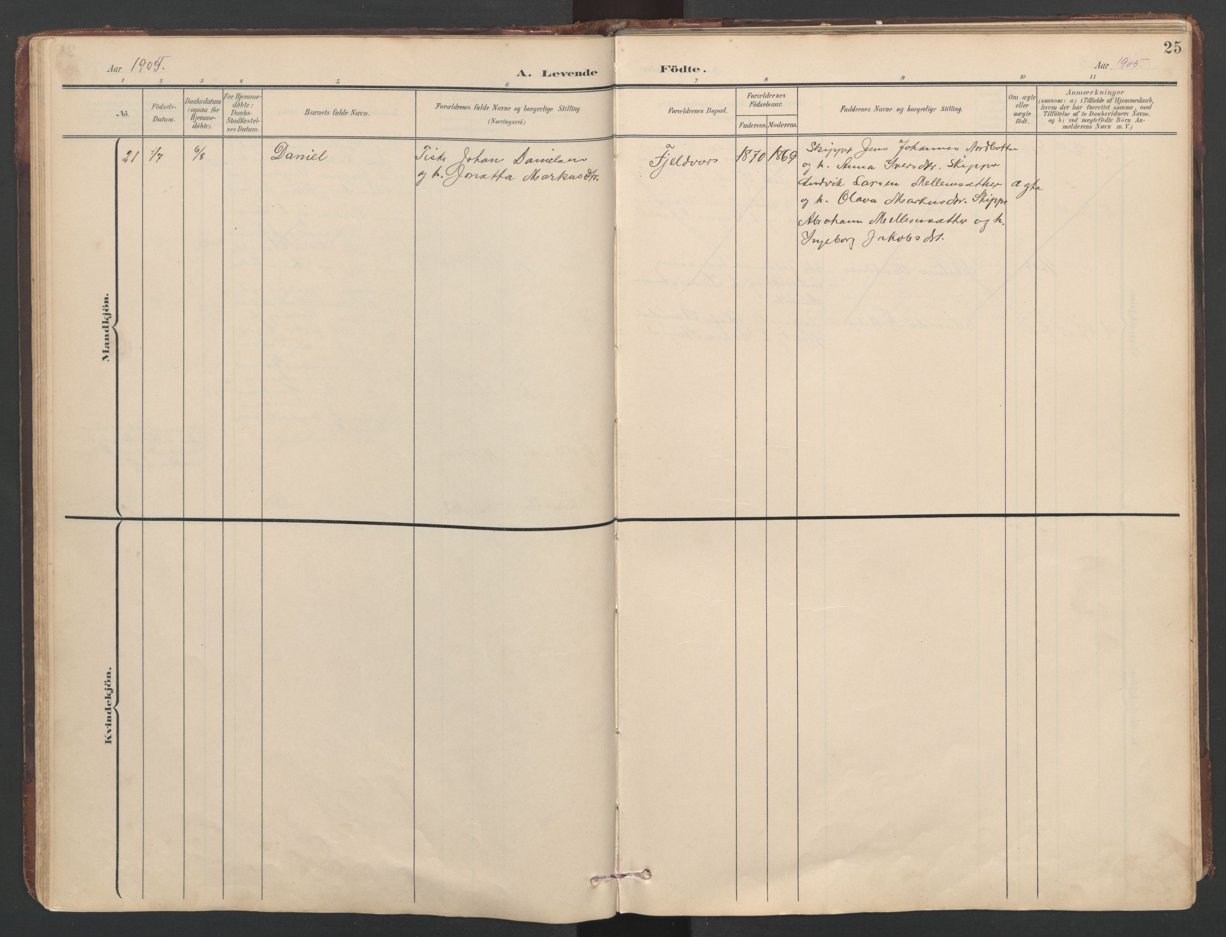 Ministerialprotokoller, klokkerbøker og fødselsregistre - Sør-Trøndelag, AV/SAT-A-1456/638/L0571: Parish register (copy) no. 638C03, 1901-1930, p. 25