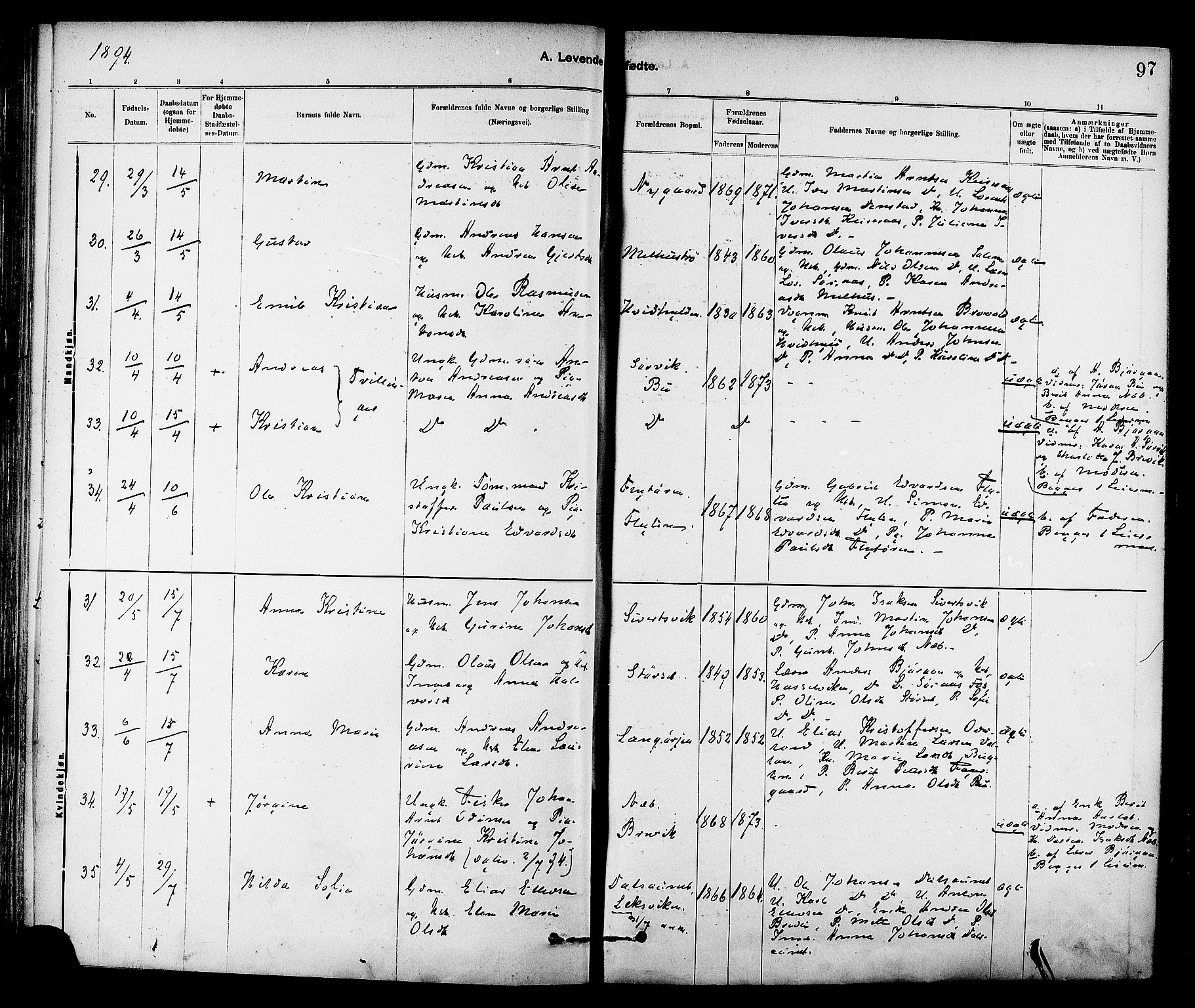 Ministerialprotokoller, klokkerbøker og fødselsregistre - Sør-Trøndelag, SAT/A-1456/647/L0634: Parish register (official) no. 647A01, 1885-1896, p. 97