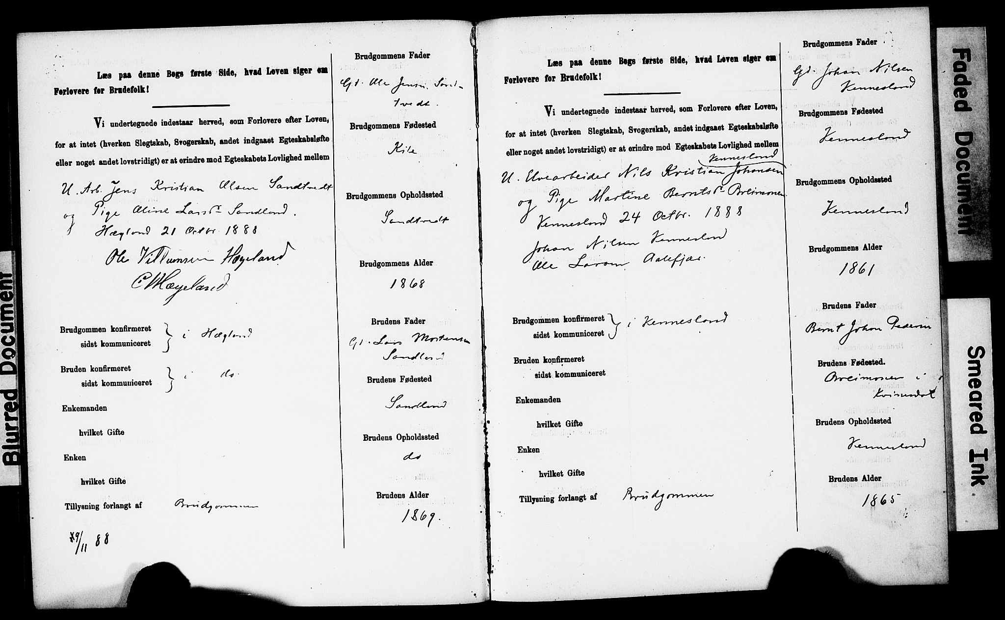 Vennesla sokneprestkontor, AV/SAK-1111-0045/J/L0032/0003: Banns register no. II 5 1, 1886-1892, p. 31