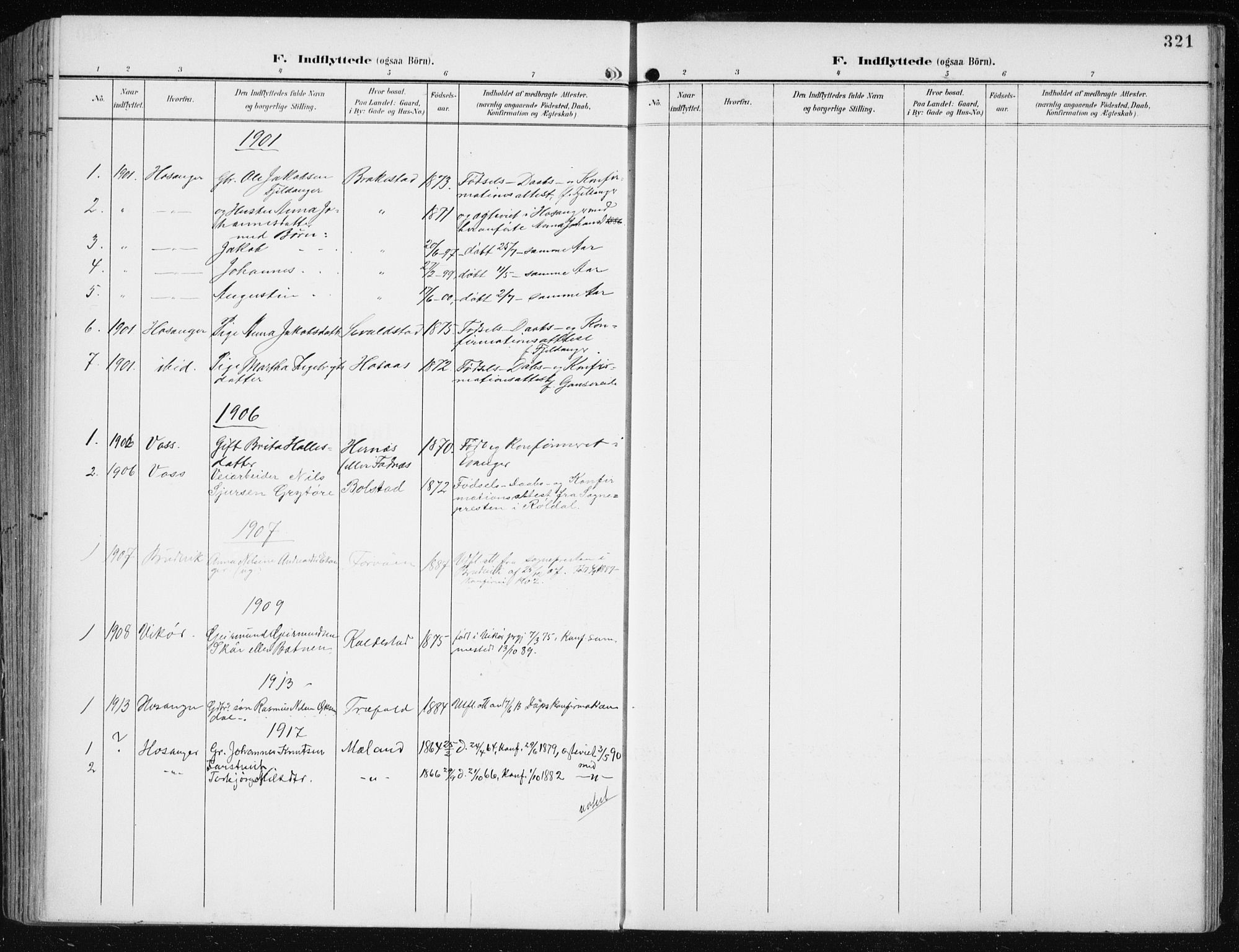 Evanger sokneprestembete, SAB/A-99924: Parish register (official) no. A  3, 1900-1930, p. 321