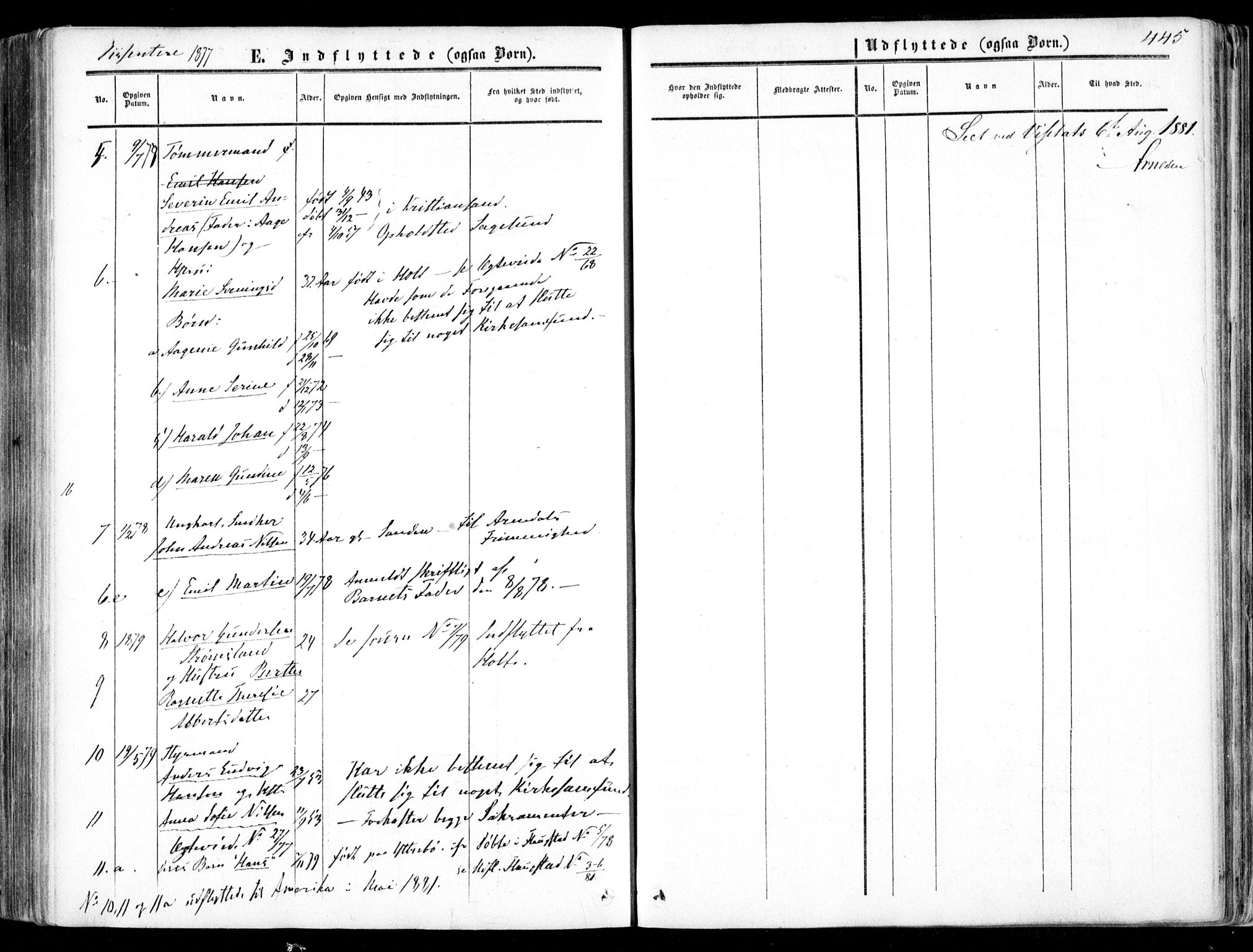 Dypvåg sokneprestkontor, AV/SAK-1111-0007/F/Fa/Faa/L0006: Parish register (official) no. A 6, 1855-1872, p. 445