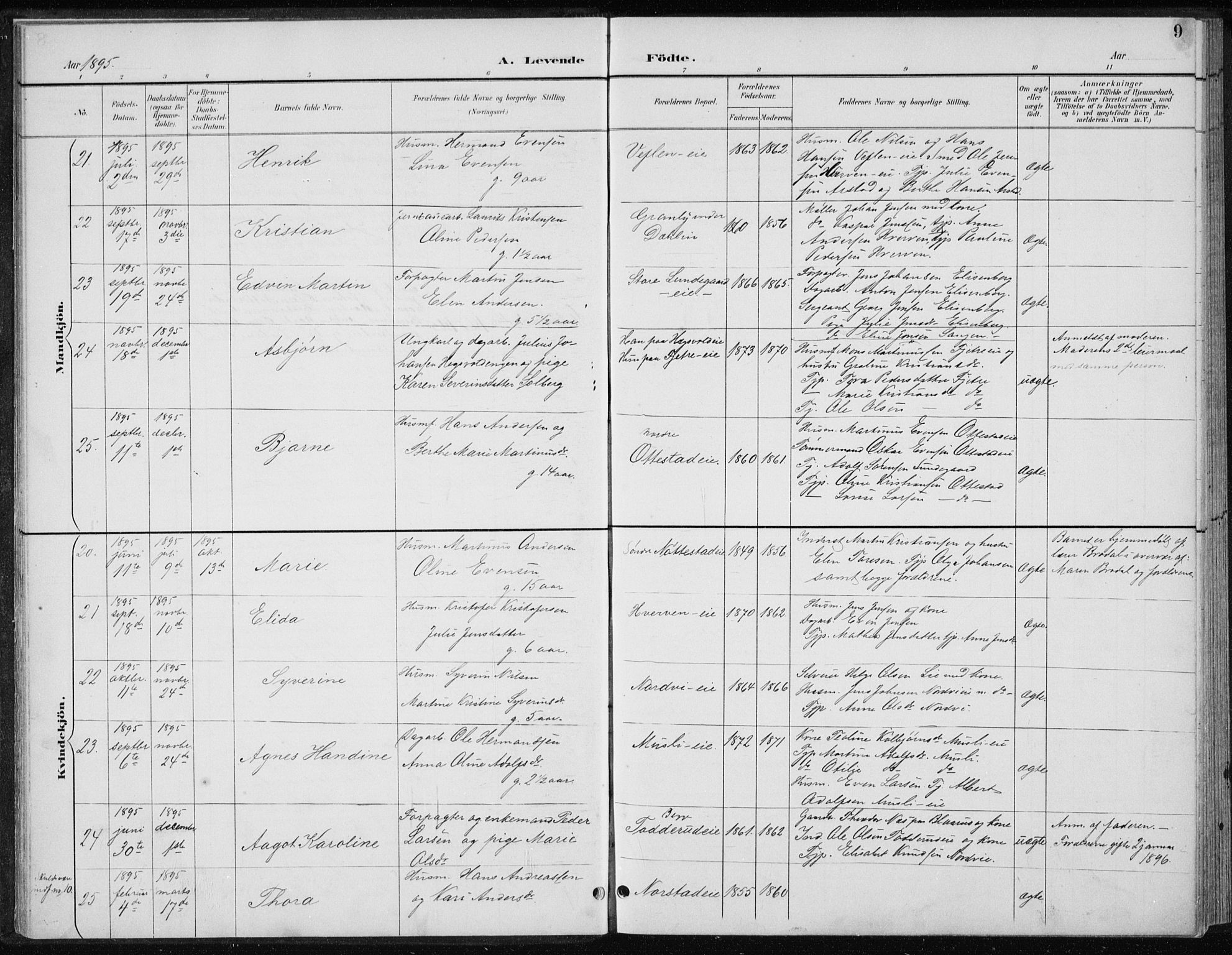 Stange prestekontor, AV/SAH-PREST-002/L/L0010: Parish register (copy) no. 10, 1894-1905, p. 9