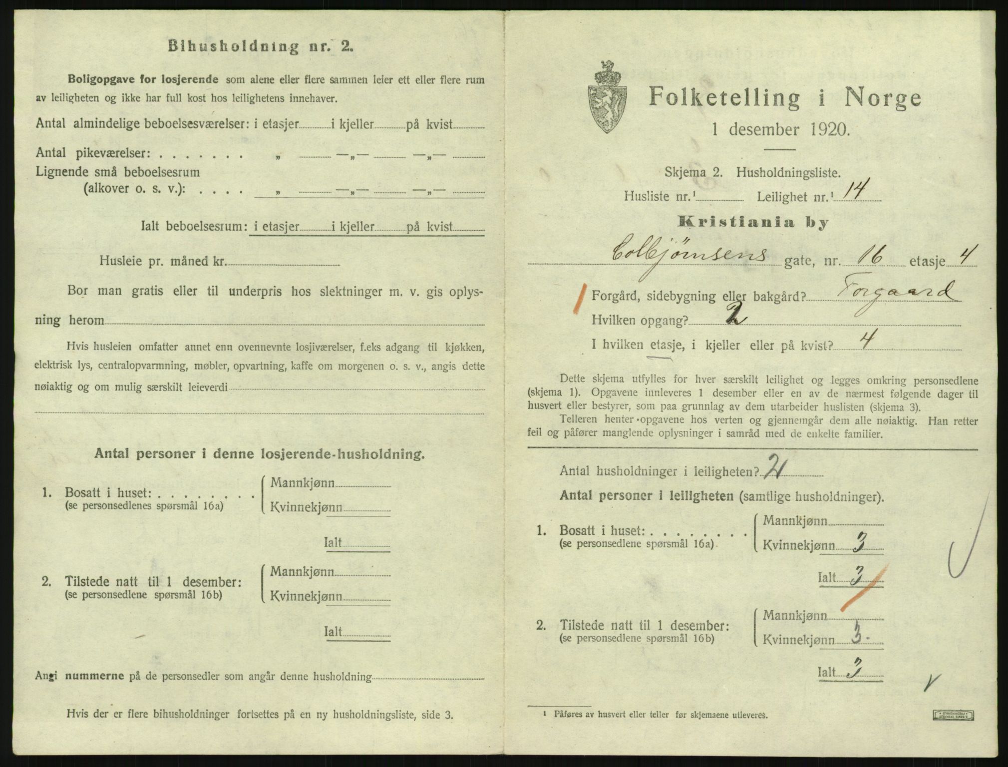 SAO, 1920 census for Kristiania, 1920, p. 13070