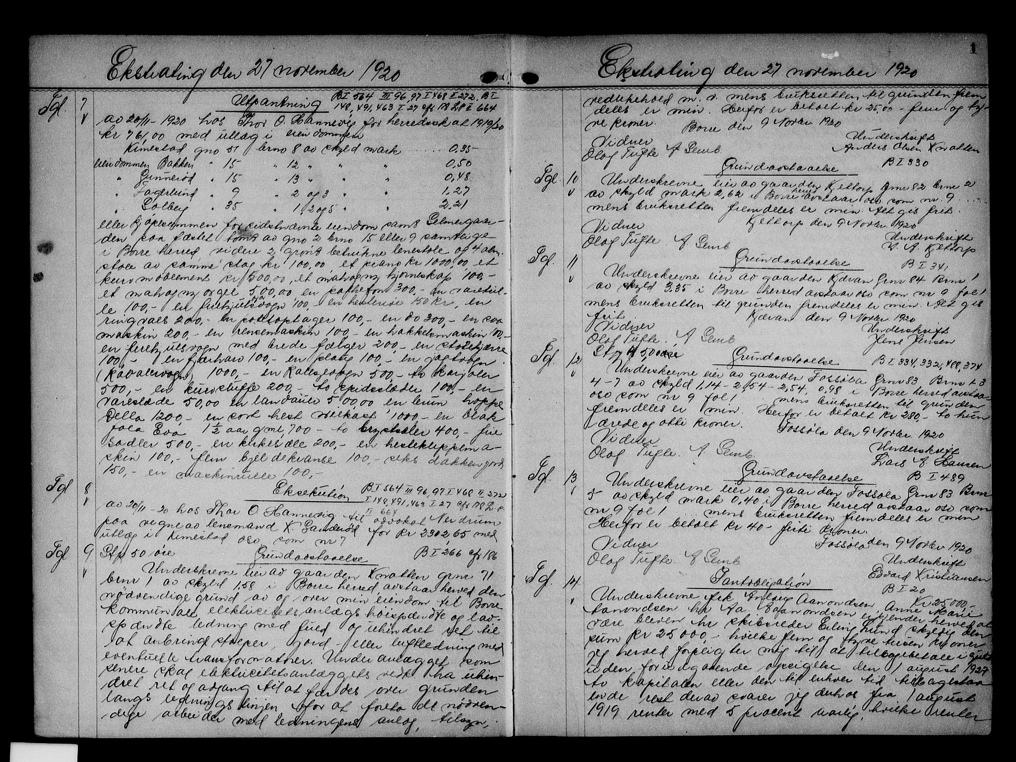 Mellom Jarlsberg sorenskriveri, AV/SAKO-A-132/G/Ga/Gab/L0VII: Mortgage book no. II VII, 1920-1923, p. 1