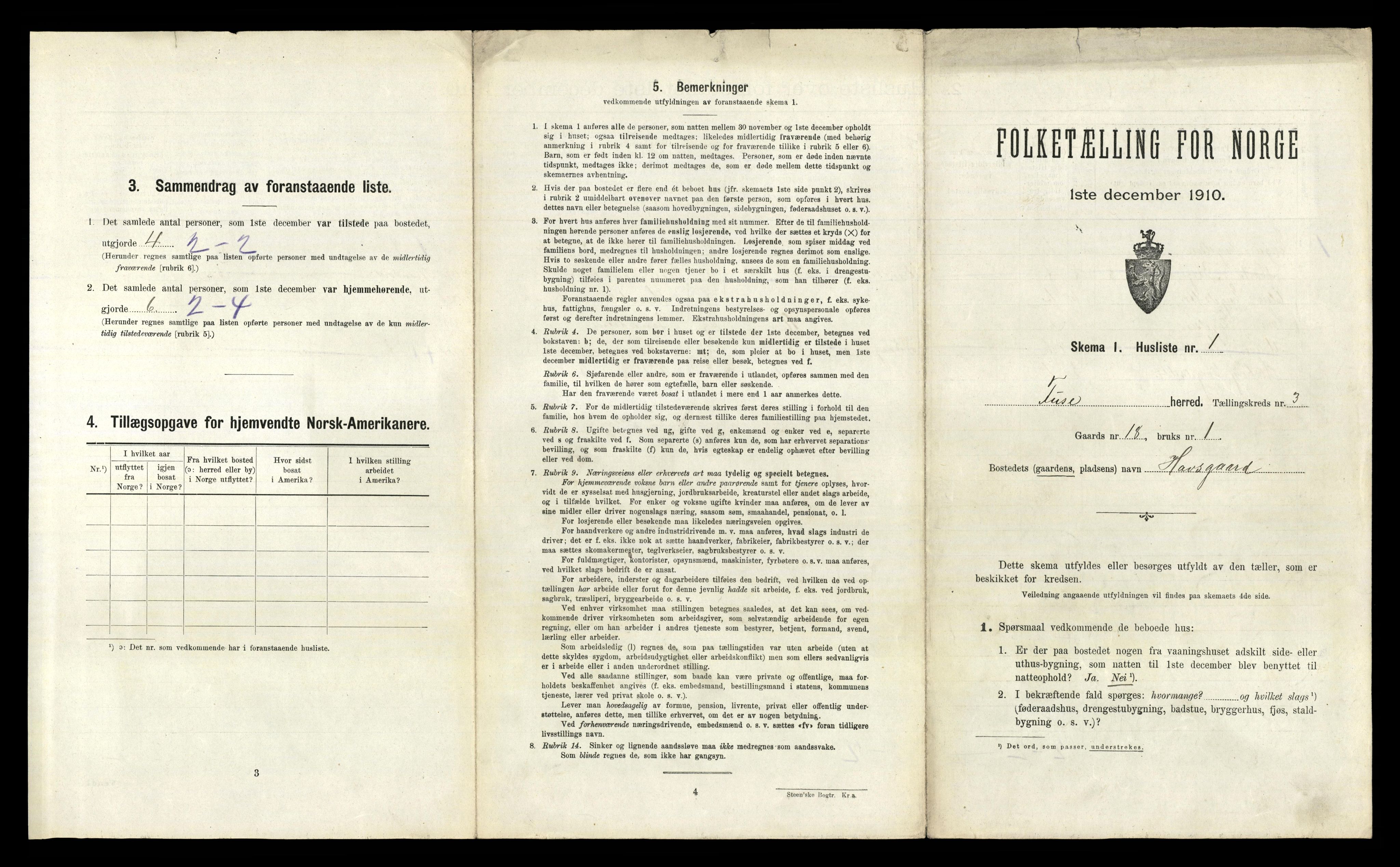 RA, 1910 census for Fusa, 1910, p. 186