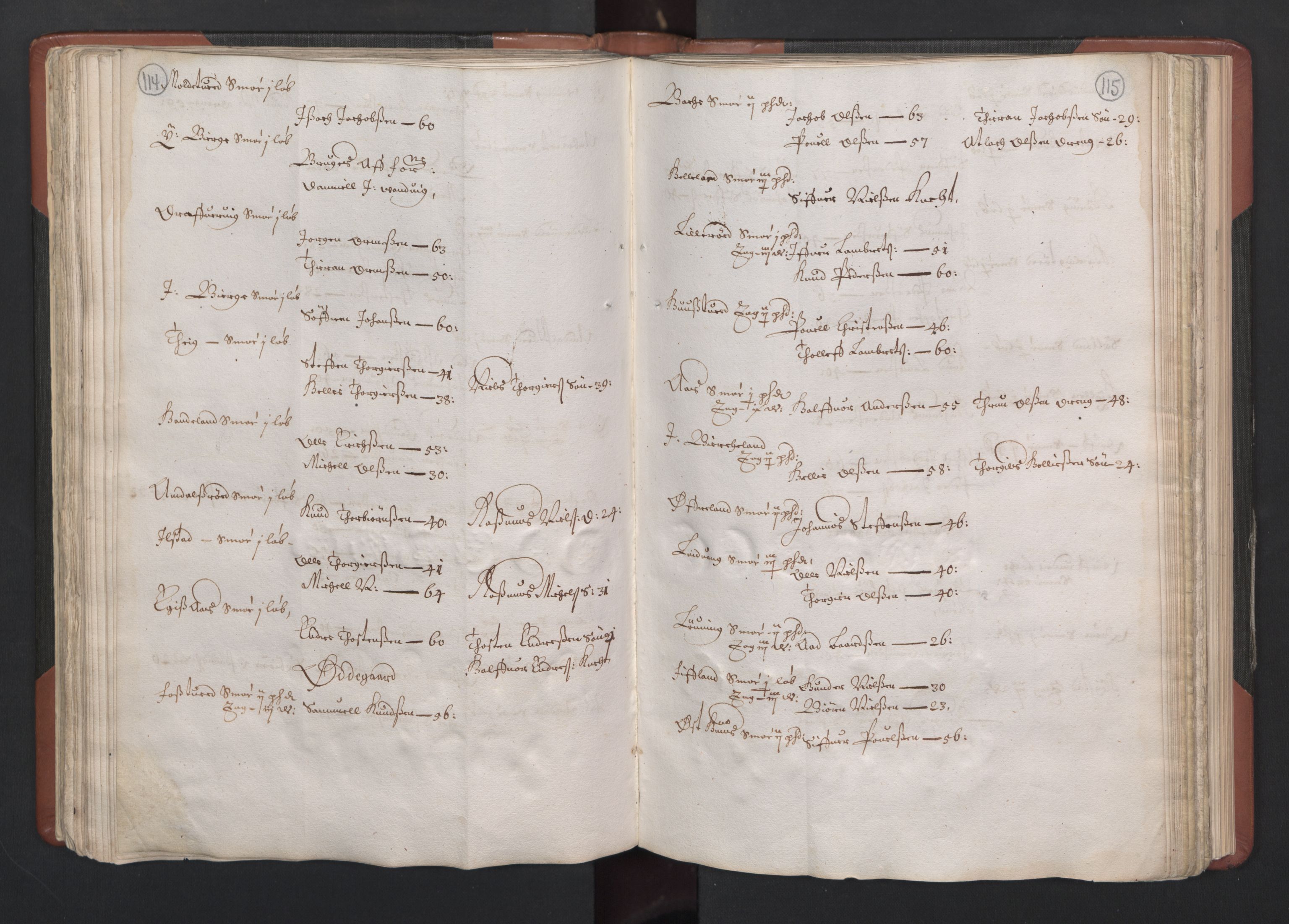 RA, Bailiff's Census 1664-1666, no. 12: Ryfylke fogderi, 1664, p. 114-115