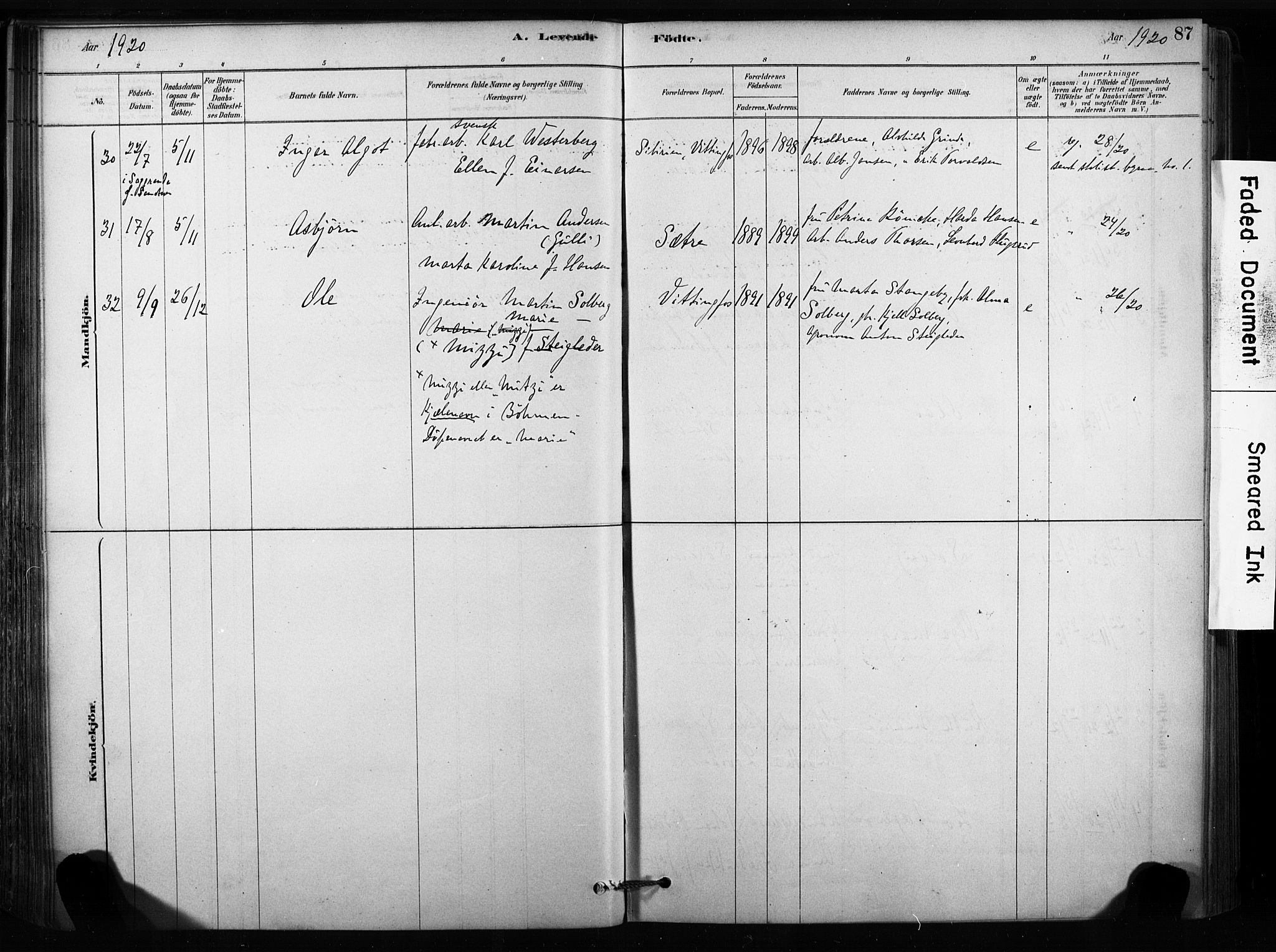 Sandsvær kirkebøker, AV/SAKO-A-244/F/Fc/L0001: Parish register (official) no. III 1, 1878-1923, p. 87