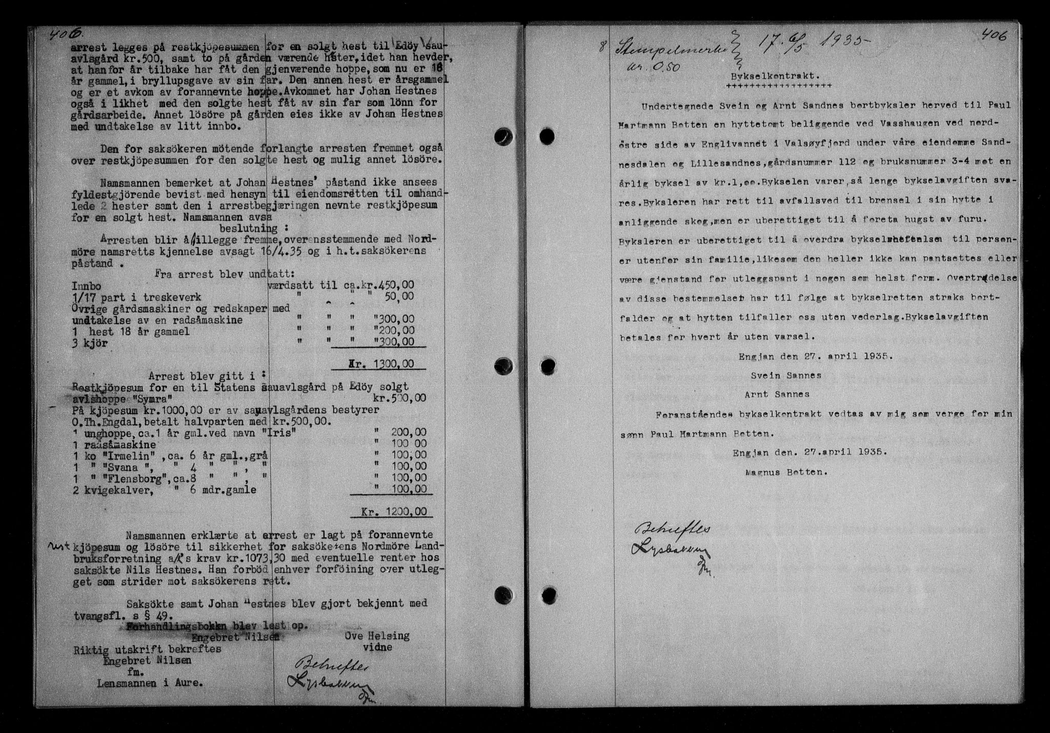 Nordmøre sorenskriveri, AV/SAT-A-4132/1/2/2Ca/L0084: Mortgage book no. 74, 1935-1935, Deed date: 06.05.1935