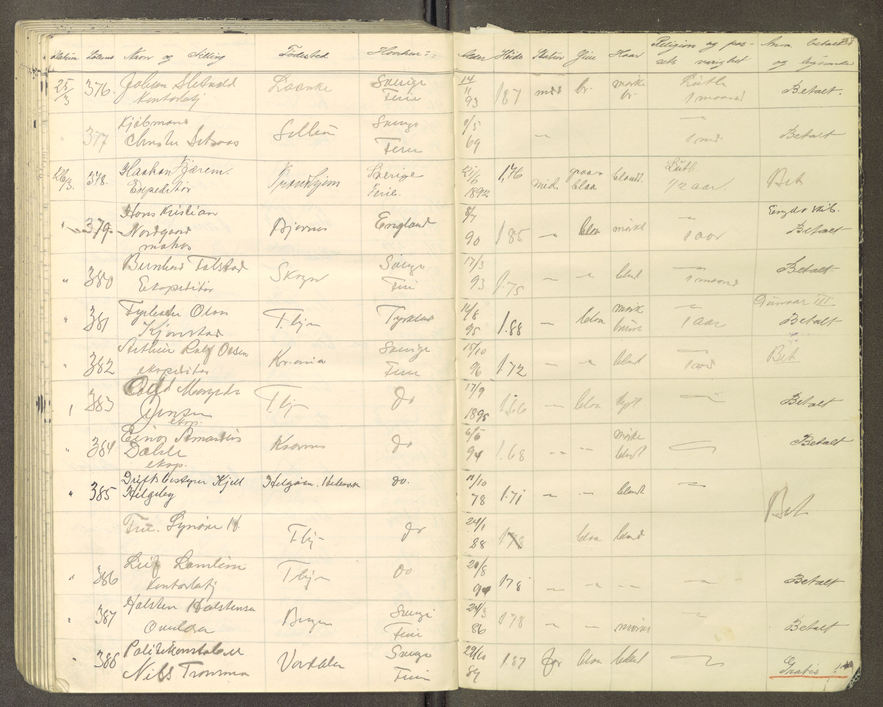 Trondheim politikammer, AV/SAT-A-1887/1/30/L0015: Passprotokoll. Utstedte pass, 1916-1918, p. 187