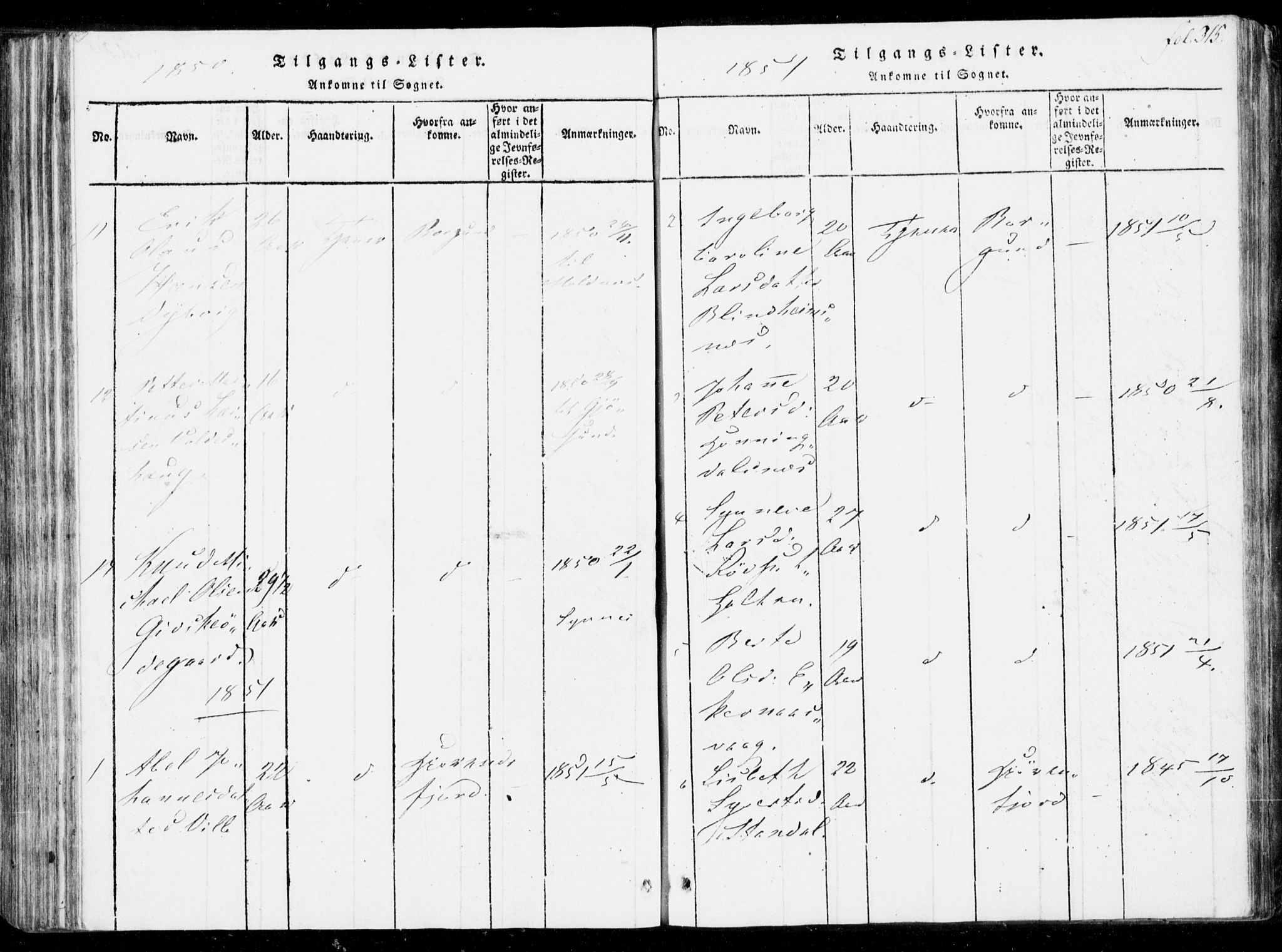 Ministerialprotokoller, klokkerbøker og fødselsregistre - Møre og Romsdal, SAT/A-1454/537/L0517: Parish register (official) no. 537A01, 1818-1862, p. 315
