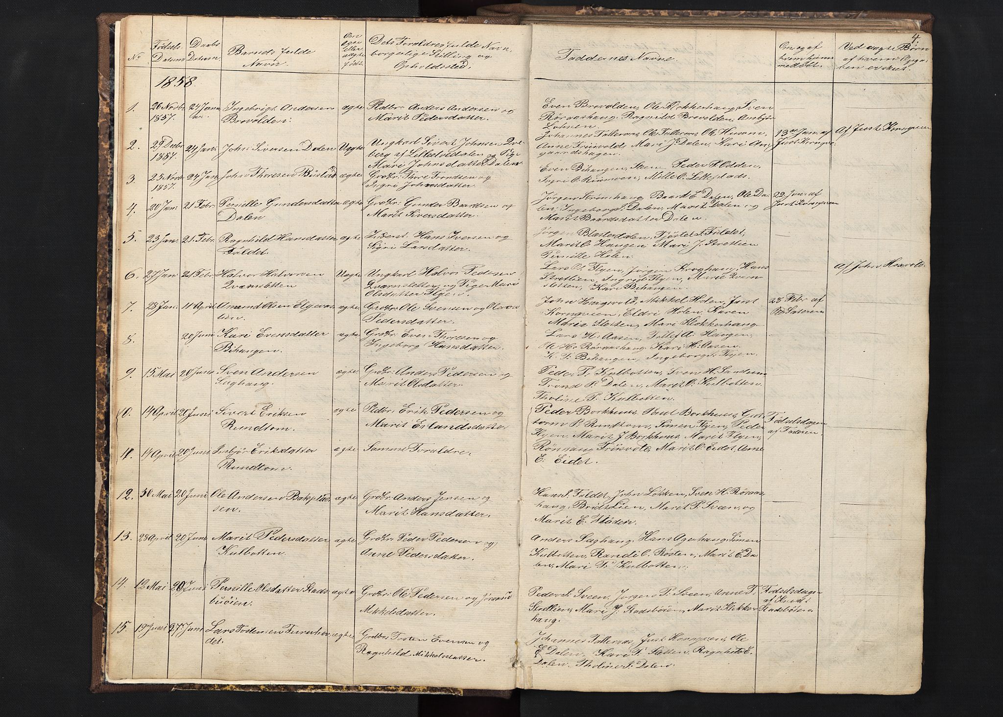 Alvdal prestekontor, SAH/PREST-060/H/Ha/Hab/L0001: Parish register (copy) no. 1, 1857-1893, p. 4