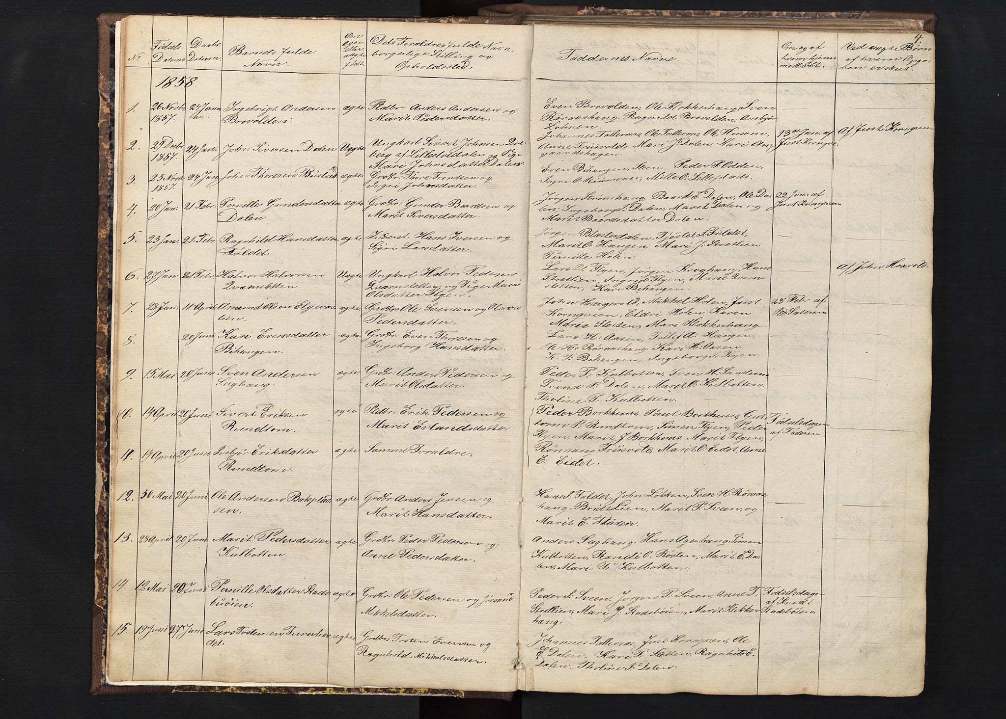 Alvdal prestekontor, AV/SAH-PREST-060/H/Ha/Hab/L0001: Parish register (copy) no. 1, 1857-1893, p. 4