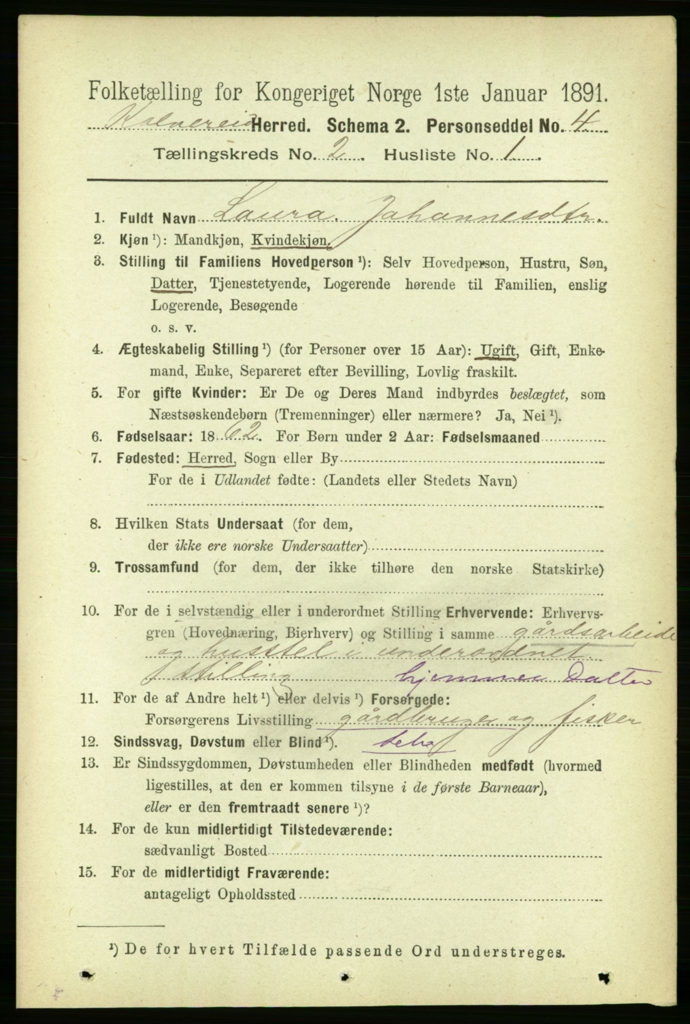 RA, 1891 census for 1752 Kolvereid, 1891, p. 336