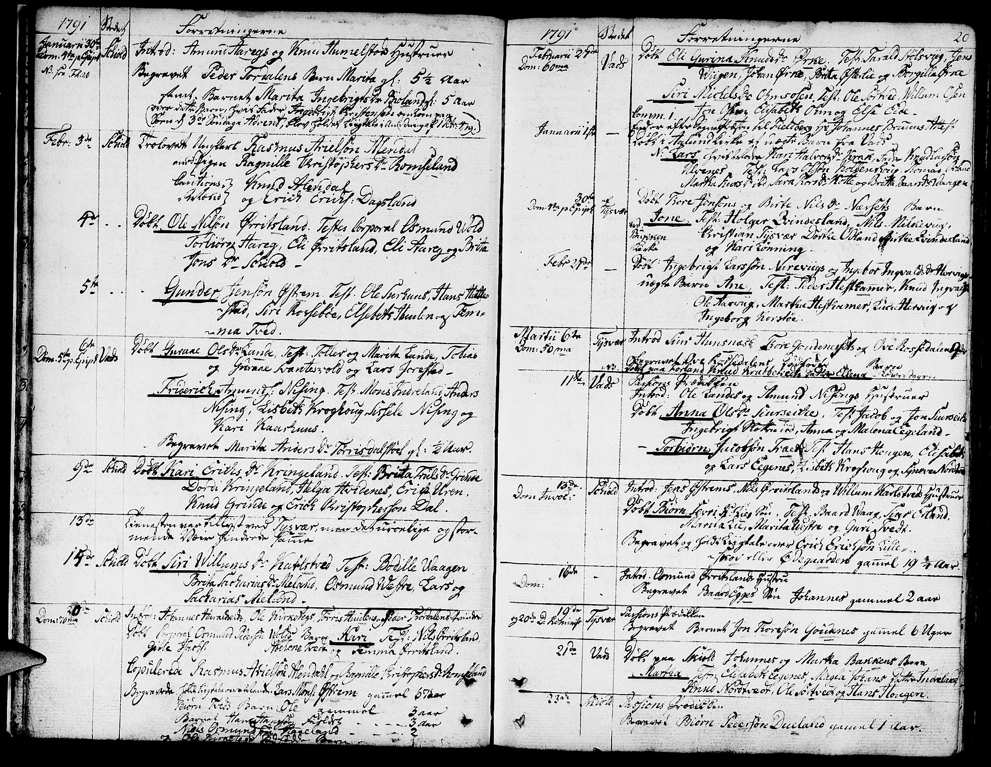 Skjold sokneprestkontor, AV/SAST-A-101847/H/Ha/Haa/L0002: Parish register (official) no. A 2, 1786-1815, p. 20