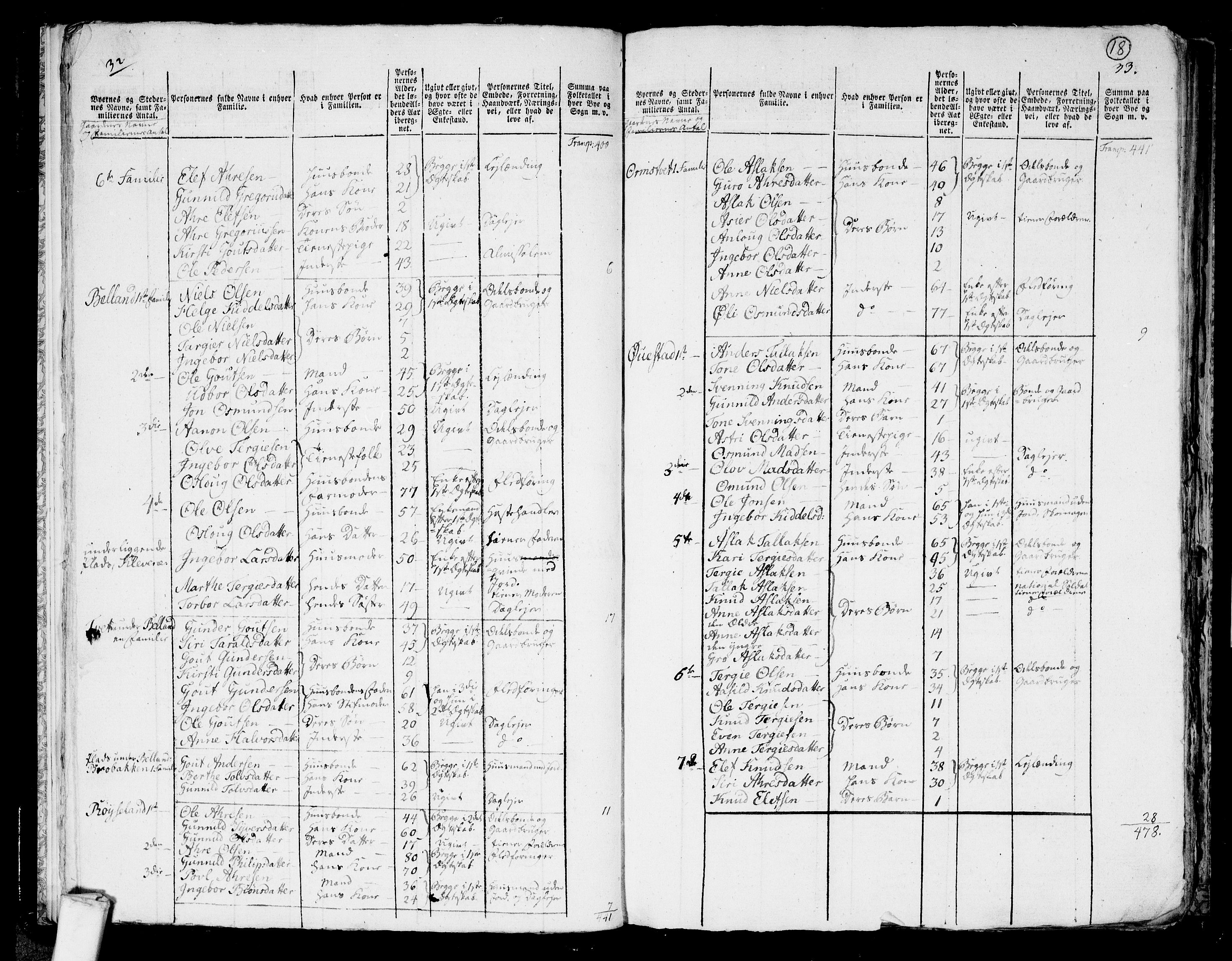 RA, 1801 census for 0929P Åmli, 1801, p. 17b-18a