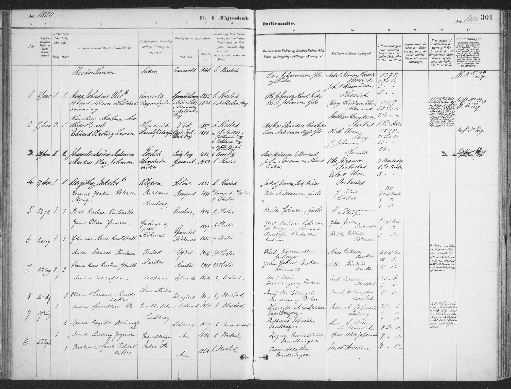 Ibestad sokneprestembete, SATØ/S-0077/H/Ha/Haa/L0011kirke: Parish register (official) no. 11, 1880-1889, p. 301