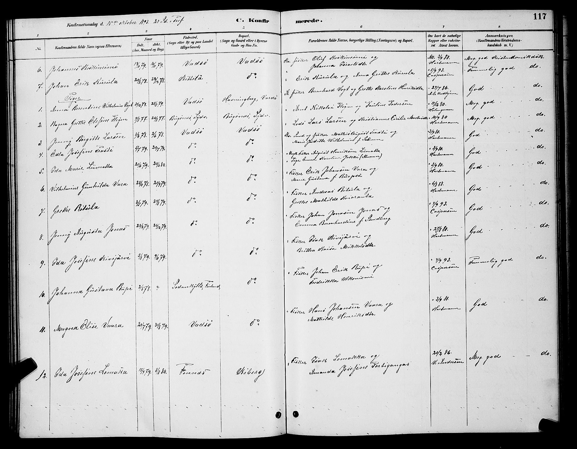 Vadsø sokneprestkontor, SATØ/S-1325/H/Hb/L0004klokker: Parish register (copy) no. 4, 1885-1895, p. 117