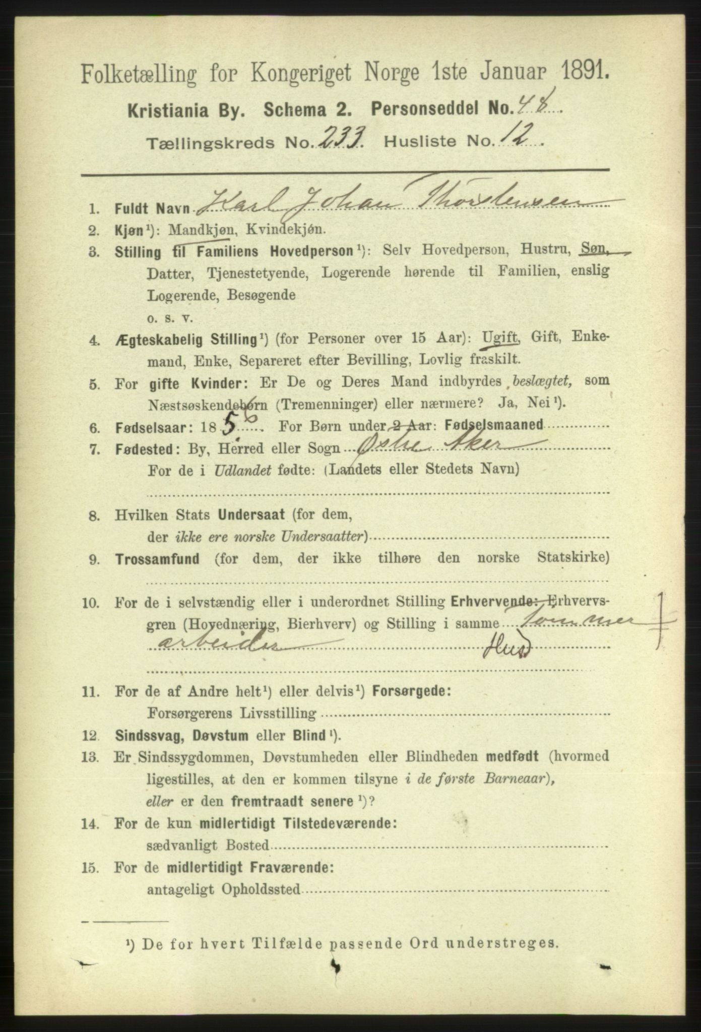 RA, 1891 census for 0301 Kristiania, 1891, p. 143406