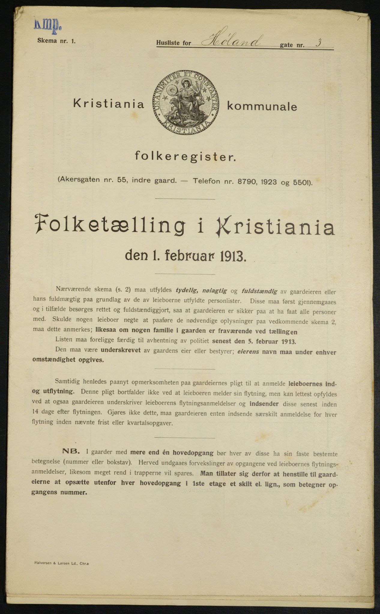 OBA, Municipal Census 1913 for Kristiania, 1913, p. 42135