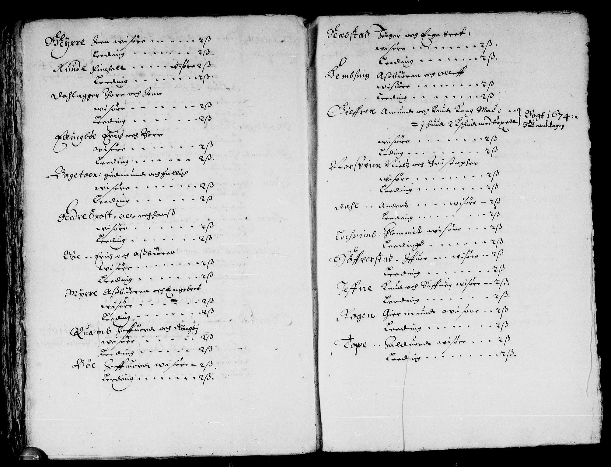 Rentekammeret inntil 1814, Reviderte regnskaper, Stiftamtstueregnskaper, Landkommissariatet på Akershus og Akershus stiftamt, AV/RA-EA-5869/R/Rb/L0097: Akershus stiftamt, 1674