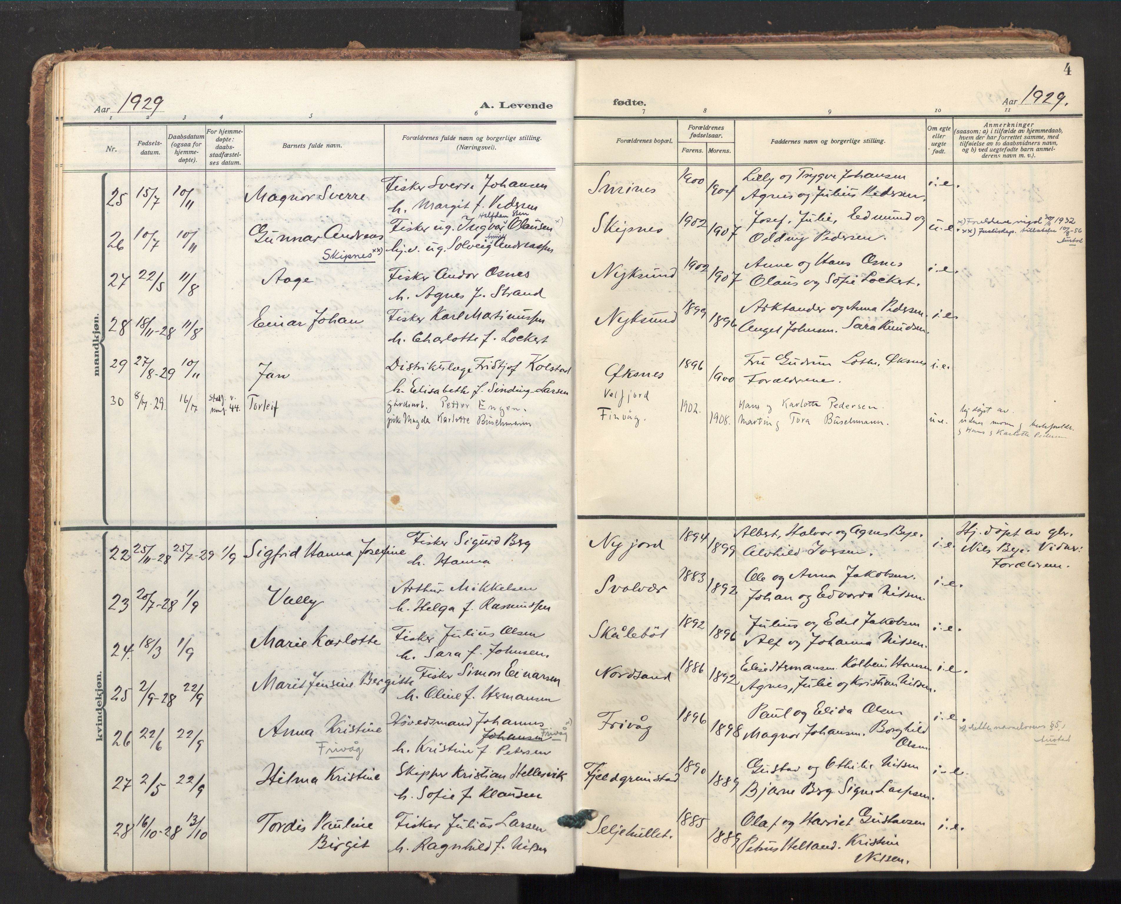 Ministerialprotokoller, klokkerbøker og fødselsregistre - Nordland, AV/SAT-A-1459/893/L1344: Parish register (official) no. 893A16, 1929-1946, p. 4