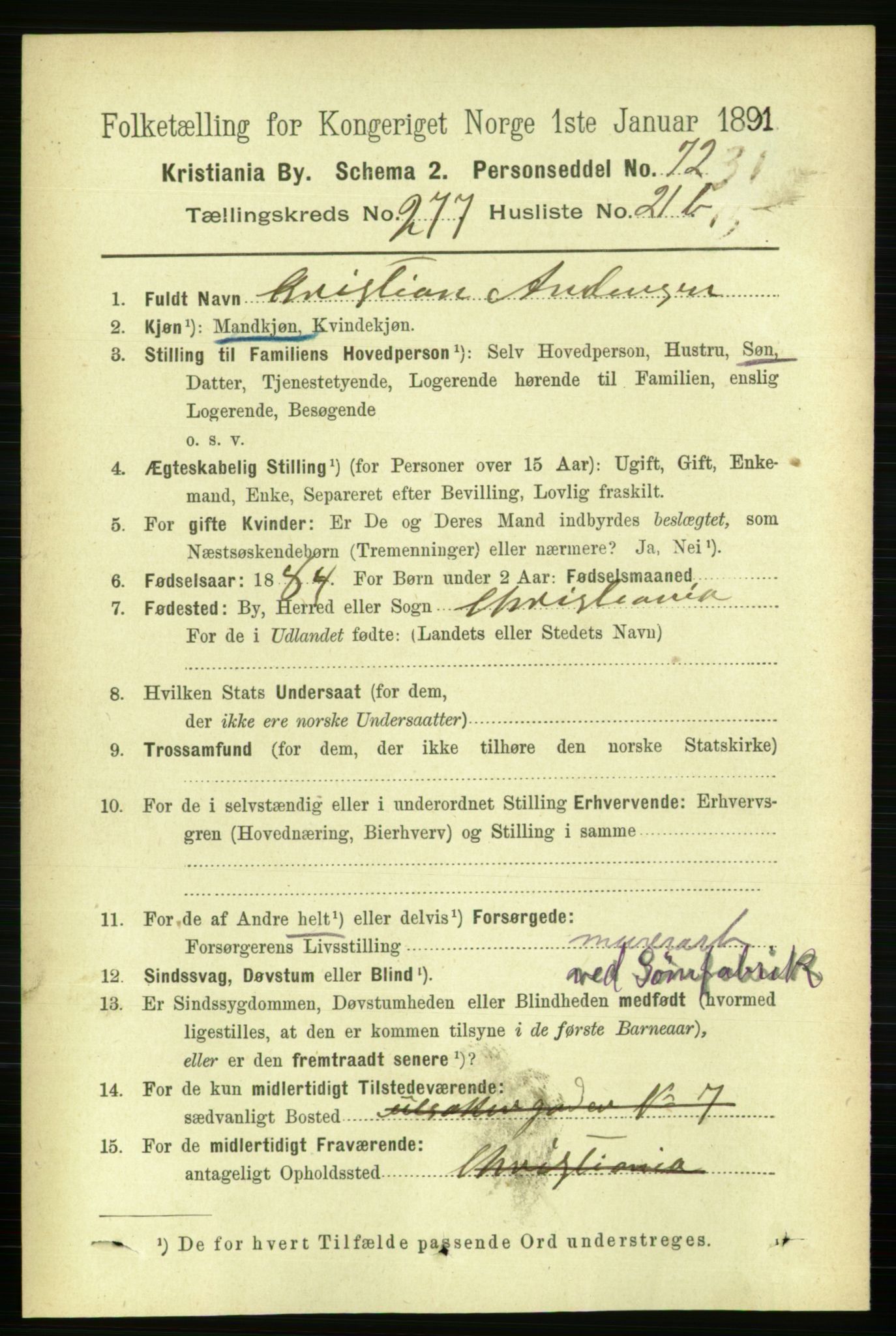 RA, 1891 census for 0301 Kristiania, 1891, p. 168605