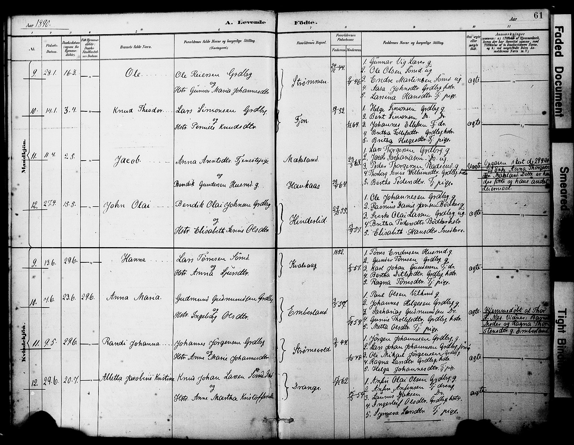 Sveio Sokneprestembete, SAB/A-78501/H/Haa: Parish register (official) no. B 2, 1883-1894, p. 61