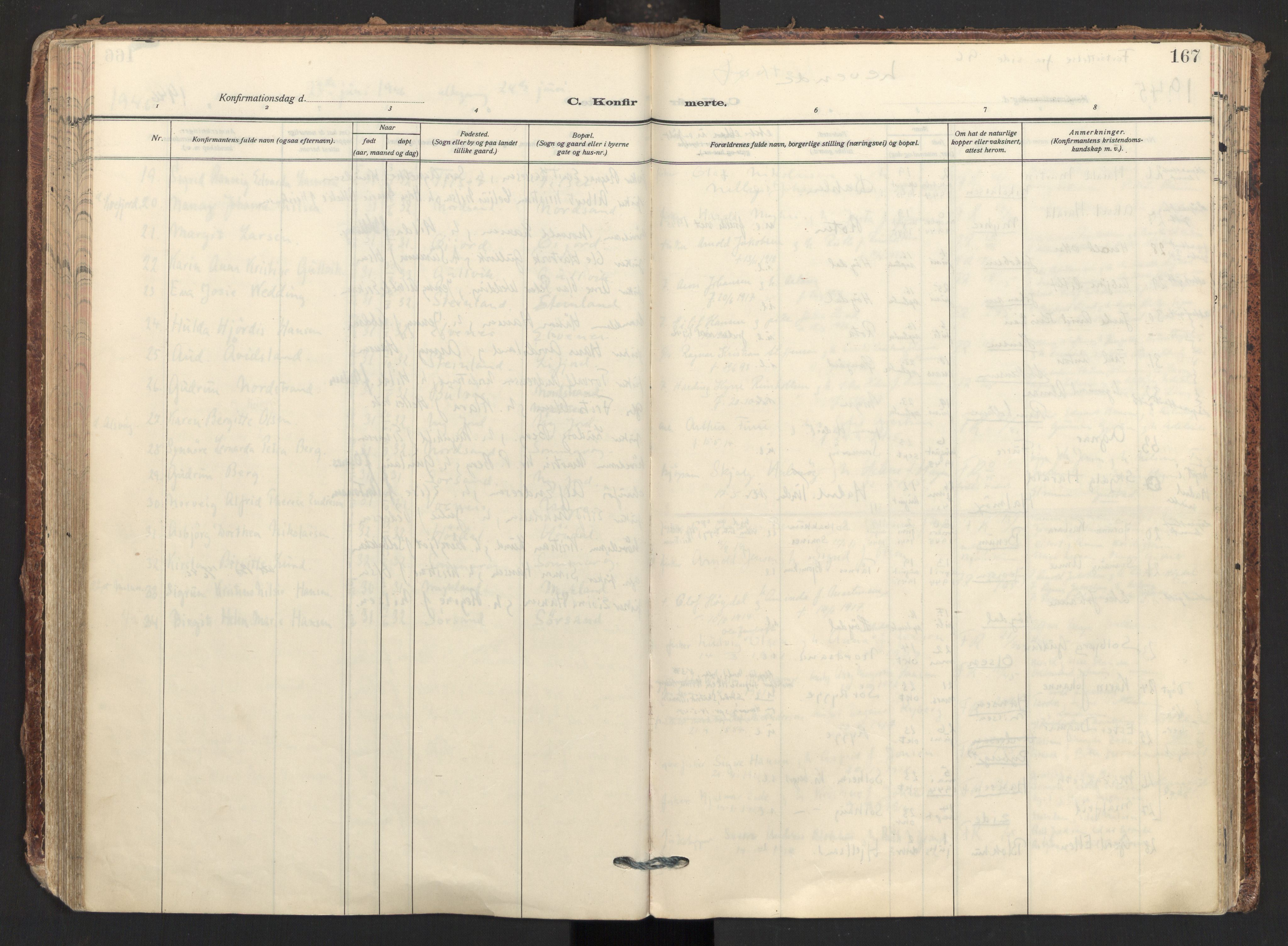 Ministerialprotokoller, klokkerbøker og fødselsregistre - Nordland, AV/SAT-A-1459/893/L1344: Parish register (official) no. 893A16, 1929-1946, p. 167