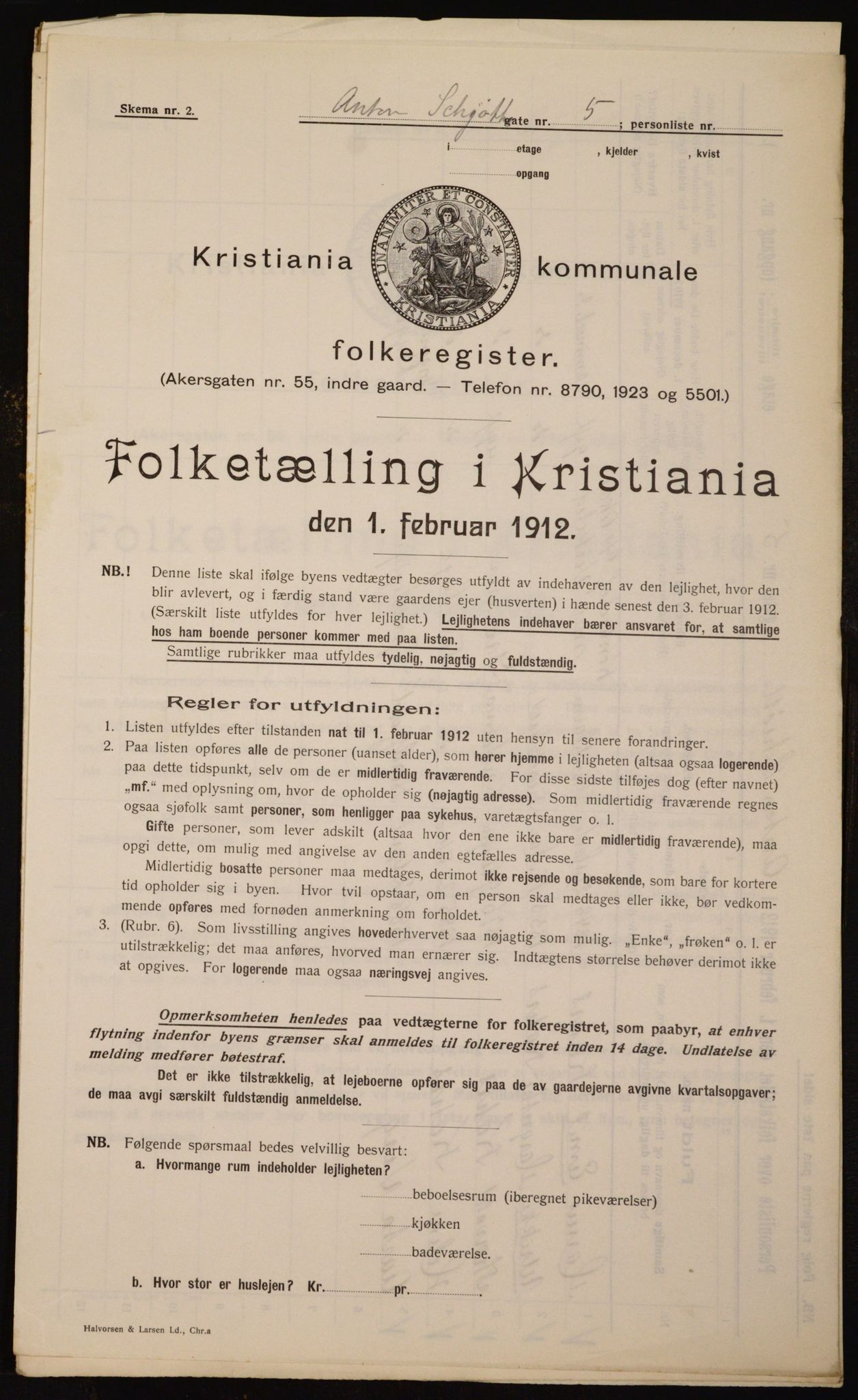 OBA, Municipal Census 1912 for Kristiania, 1912, p. 1280