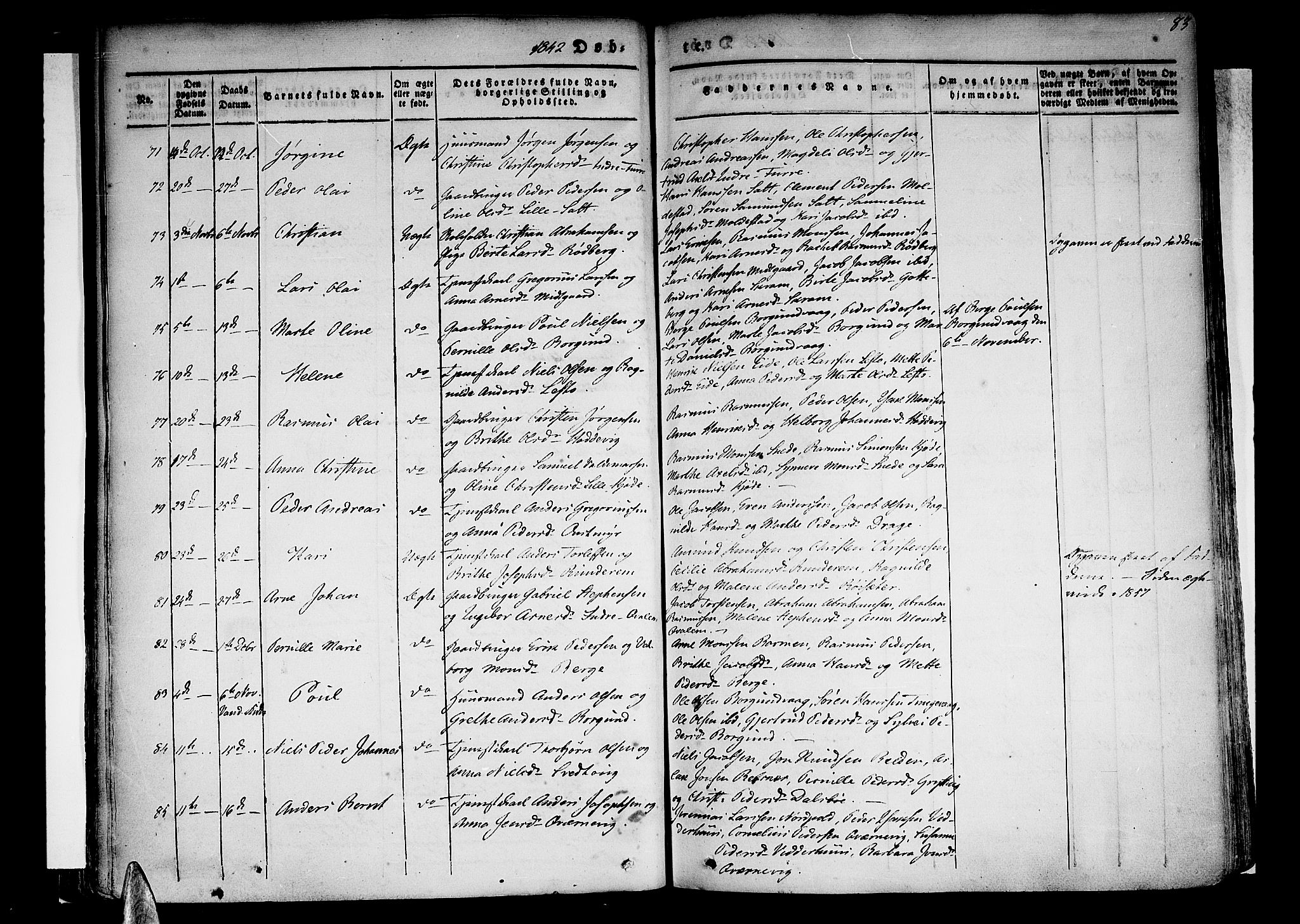 Selje sokneprestembete, SAB/A-99938/H/Ha/Haa/Haaa: Parish register (official) no. A 9, 1829-1844, p. 83