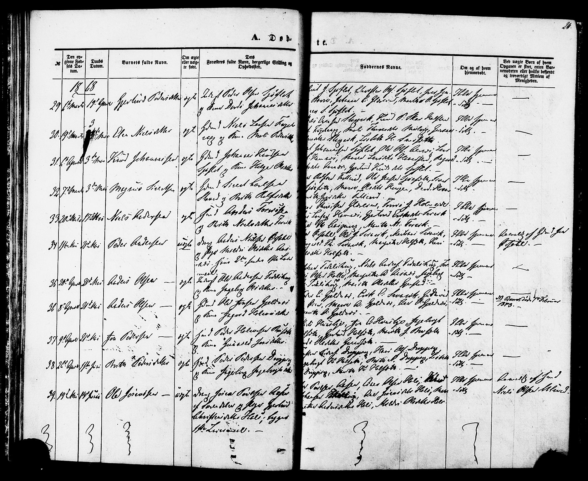 Ministerialprotokoller, klokkerbøker og fødselsregistre - Møre og Romsdal, SAT/A-1454/592/L1027: Parish register (official) no. 592A05, 1865-1878, p. 20