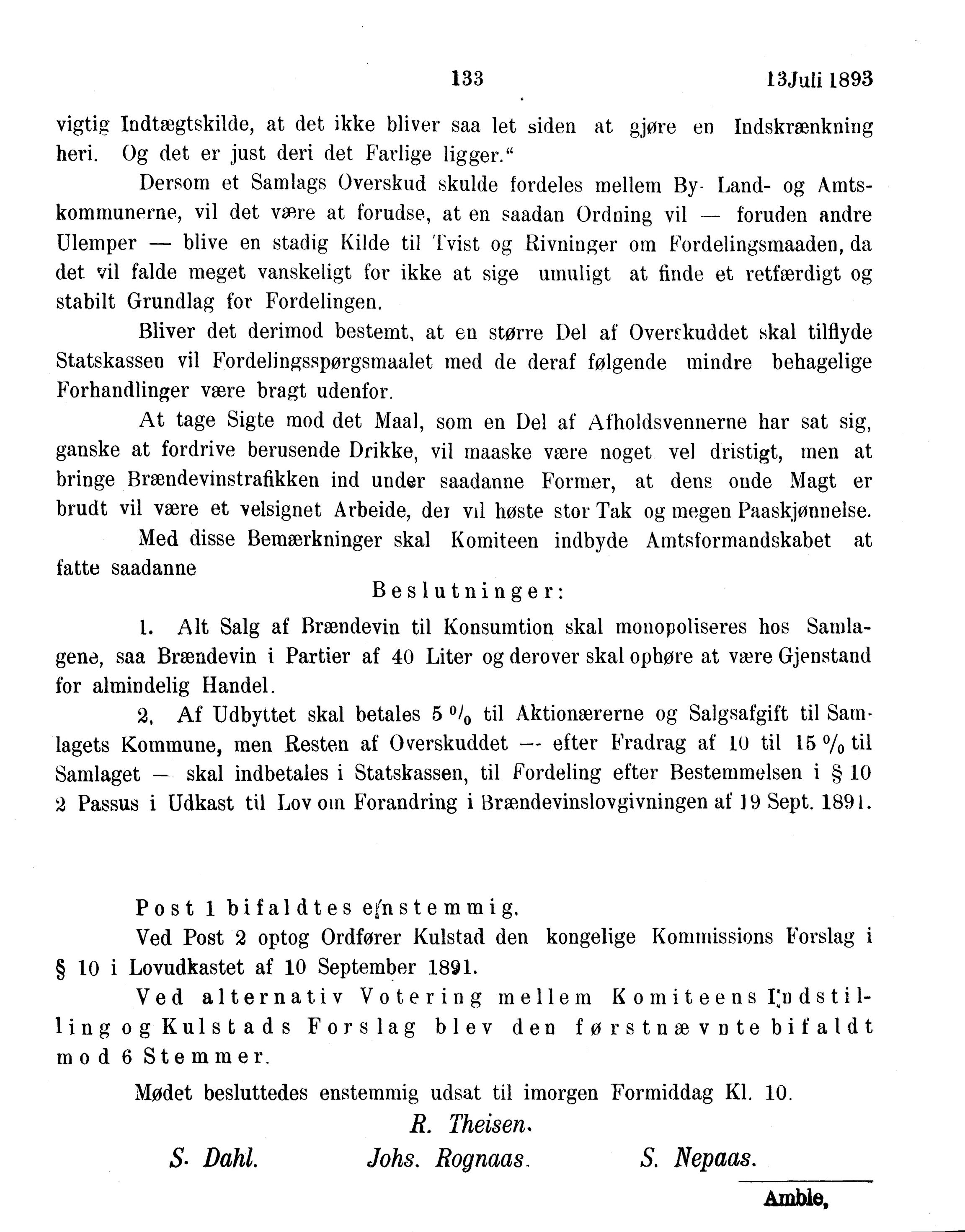 Nordland Fylkeskommune. Fylkestinget, AIN/NFK-17/176/A/Ac/L0016: Fylkestingsforhandlinger 1891-1893, 1891-1893