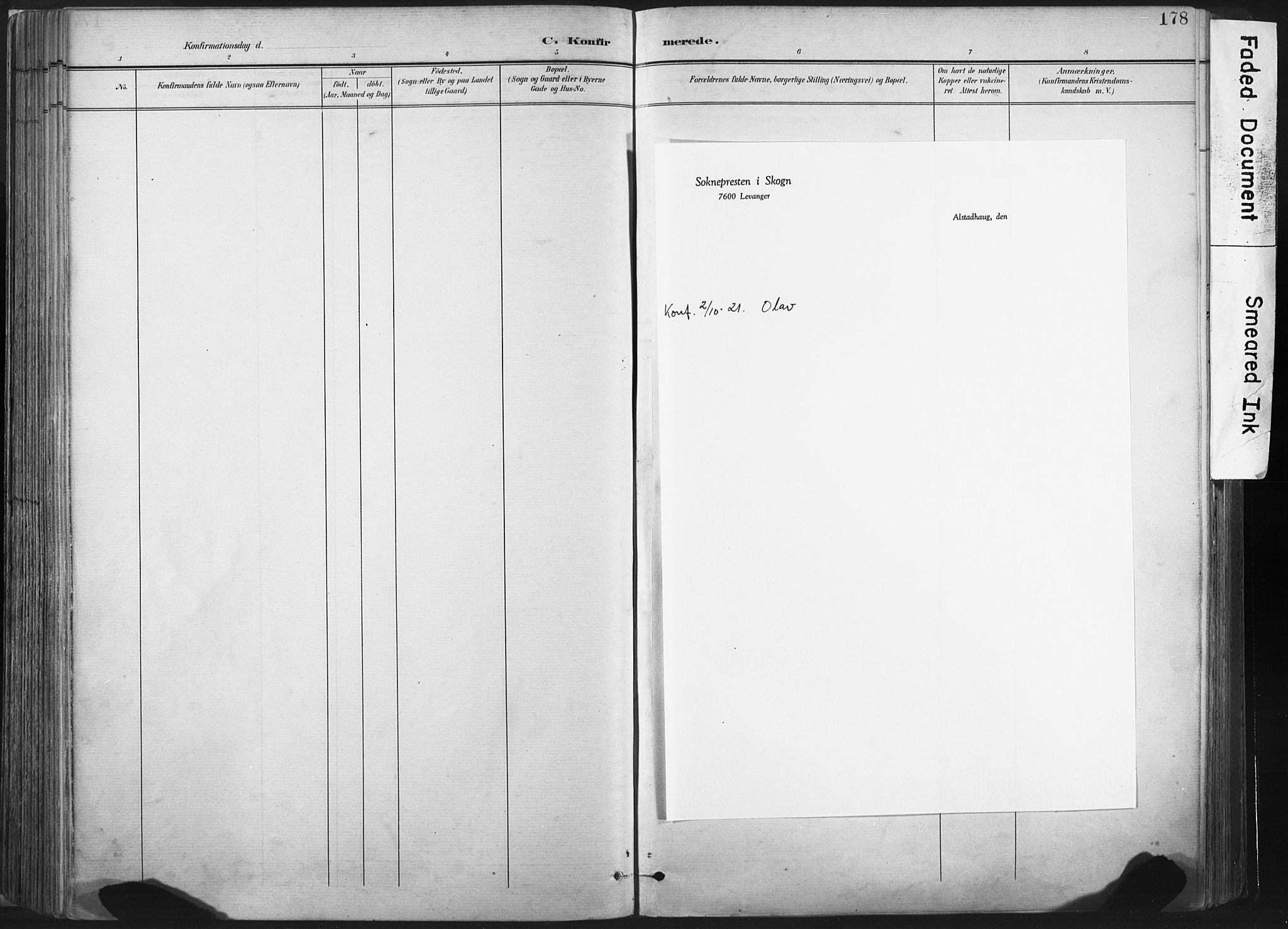 Ministerialprotokoller, klokkerbøker og fødselsregistre - Nord-Trøndelag, SAT/A-1458/717/L0162: Parish register (official) no. 717A12, 1898-1923, p. 178