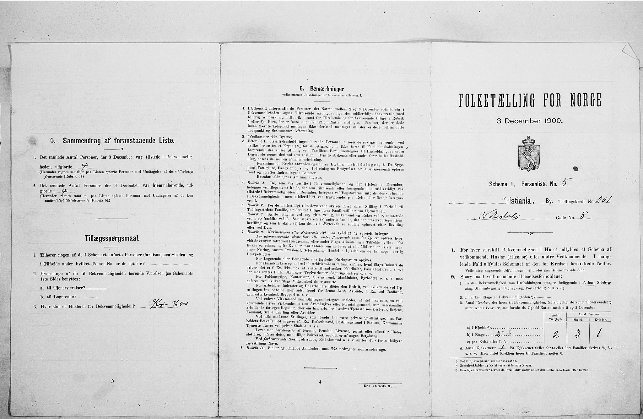 SAO, 1900 census for Kristiania, 1900, p. 64485