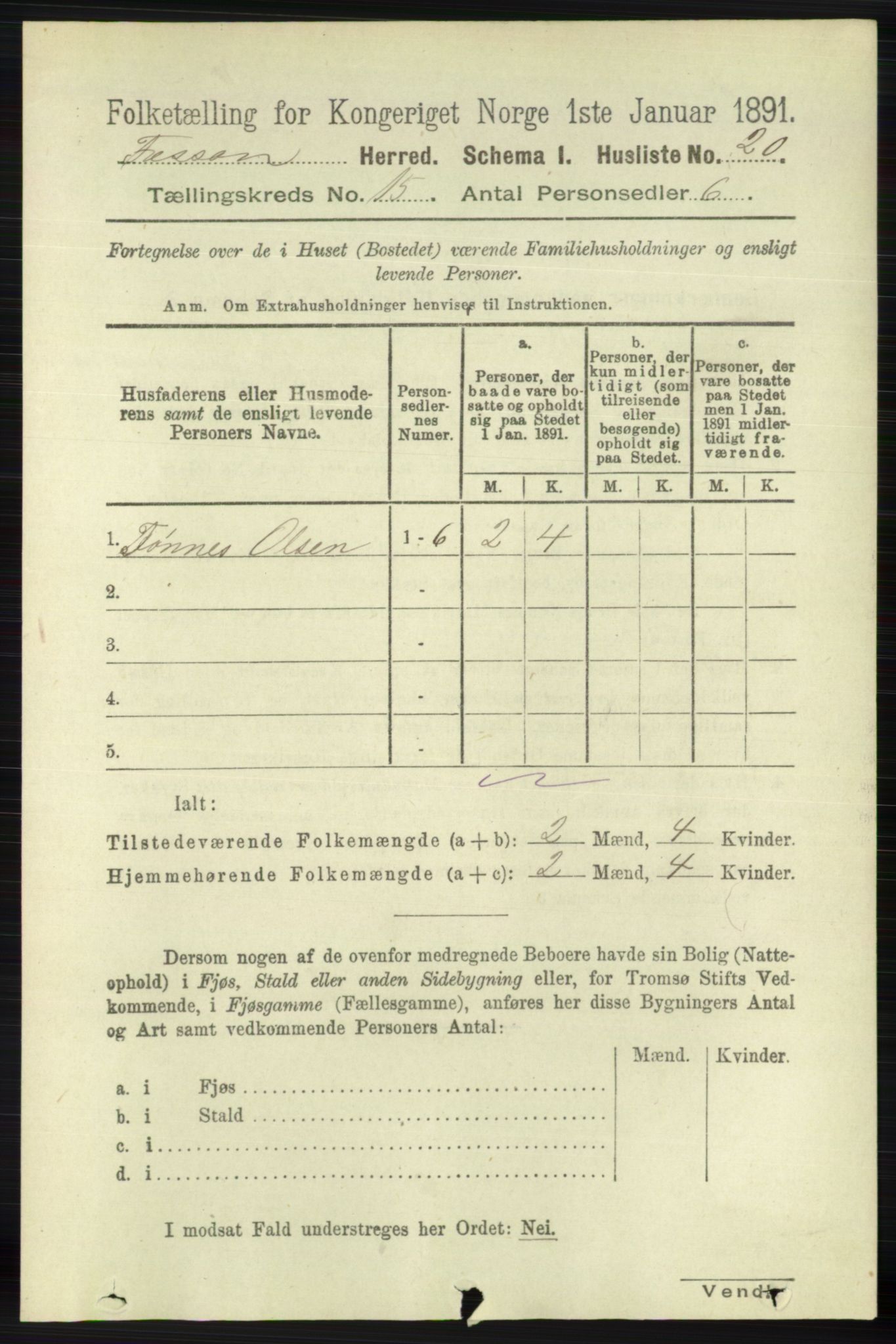 RA, 1891 census for 1129 Forsand, 1891, p. 2391