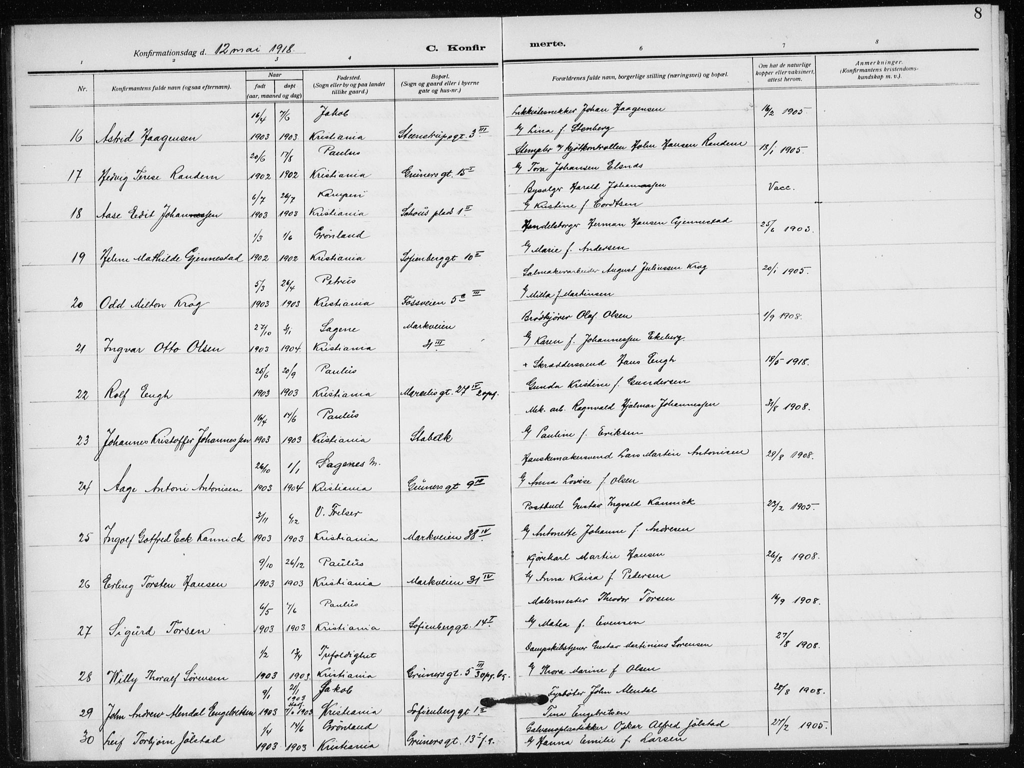 Hauge prestekontor Kirkebøker, SAO/A-10849/F/Fa/L0002: Parish register (official) no. 2, 1917-1938, p. 8