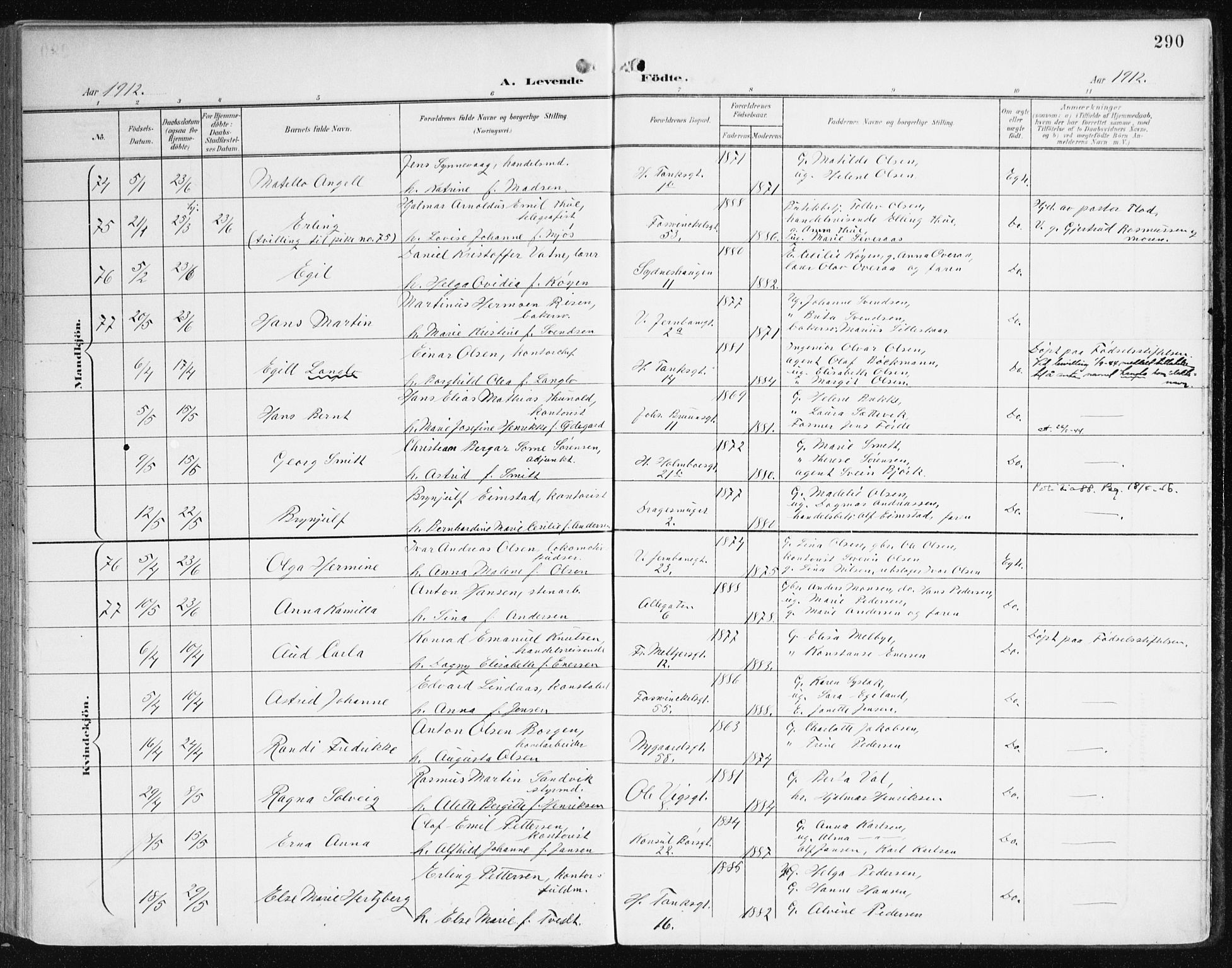 Johanneskirken sokneprestembete, AV/SAB-A-76001/H/Haa/L0002: Parish register (official) no. A 2, 1900-1912, p. 290