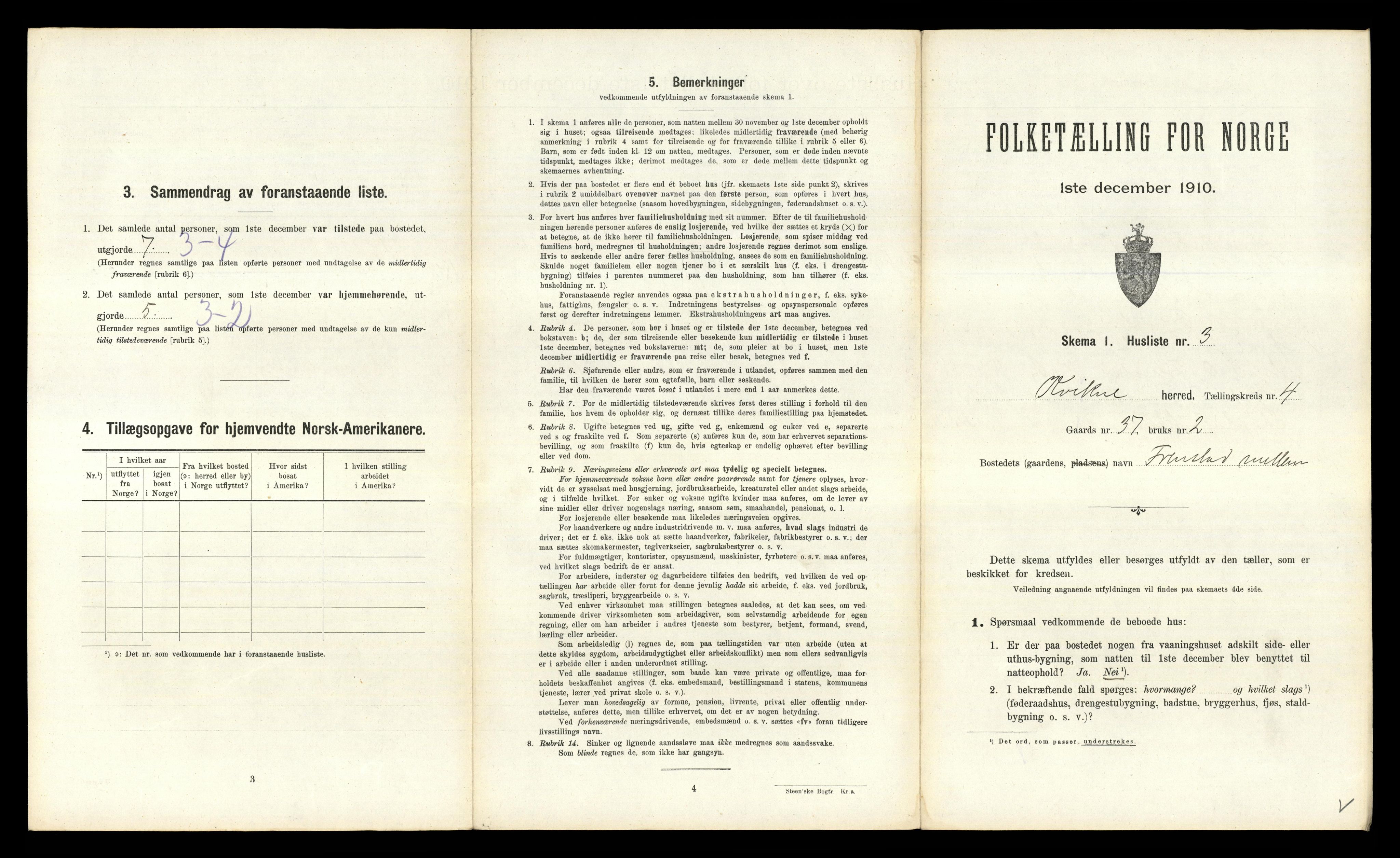 RA, 1910 census for Kvikne, 1910, p. 269