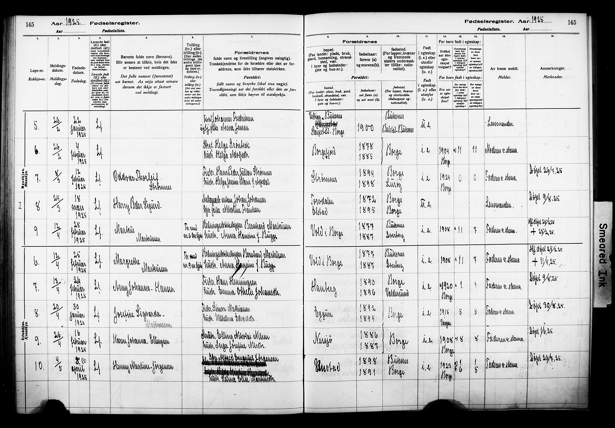 Ministerialprotokoller, klokkerbøker og fødselsregistre - Nordland, SAT/A-1459/880/L1145: Birth register no. 880.II.4.1, 1916-1929, p. 145