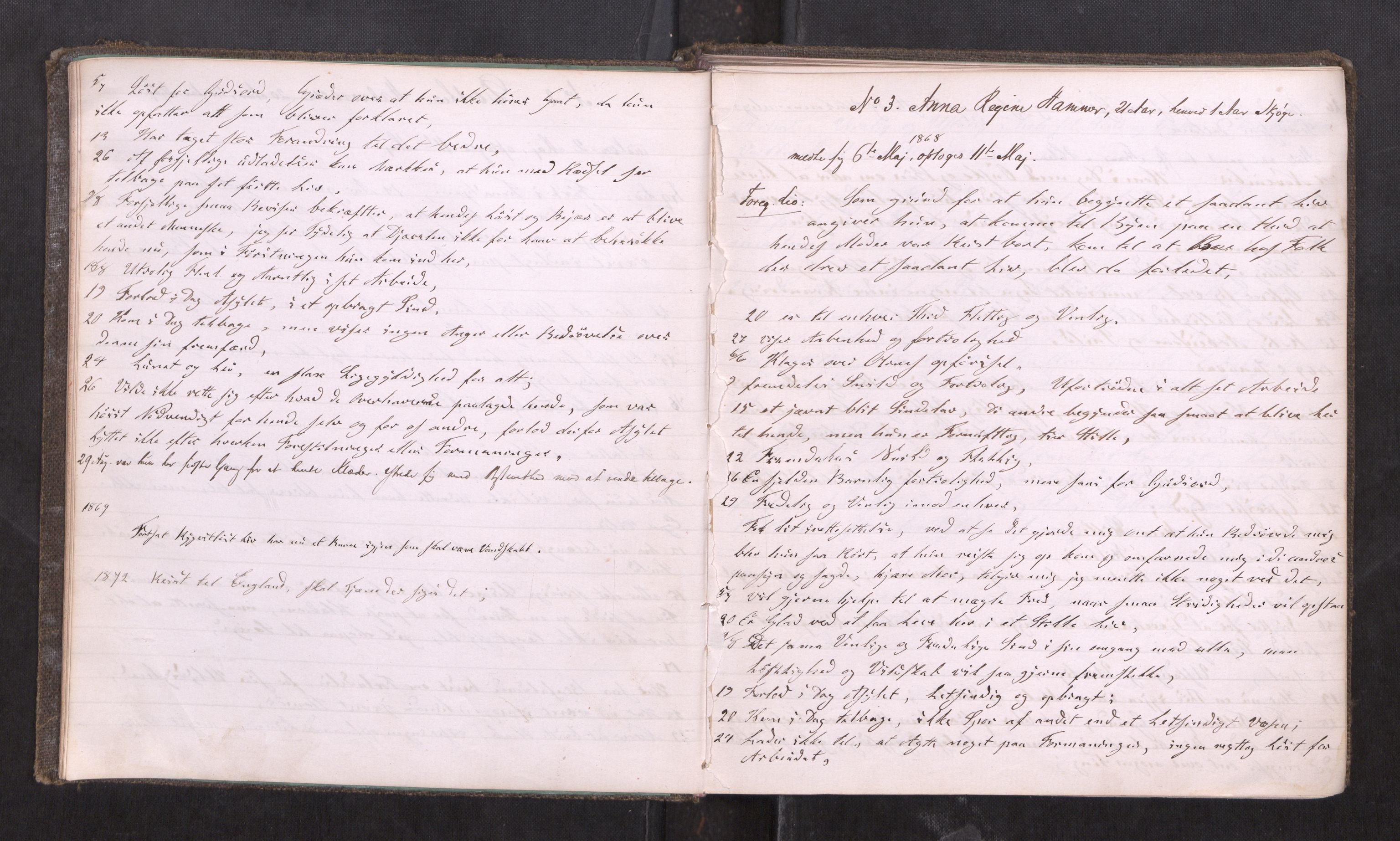 Kvindehjemmet i Trondhjem - Magdalenastiftelsen, AV/SAT-PA-0323/F/L0002: Dagbok for Asylet Magdalenastiftelsen, bestyrerinne, 1868-1905